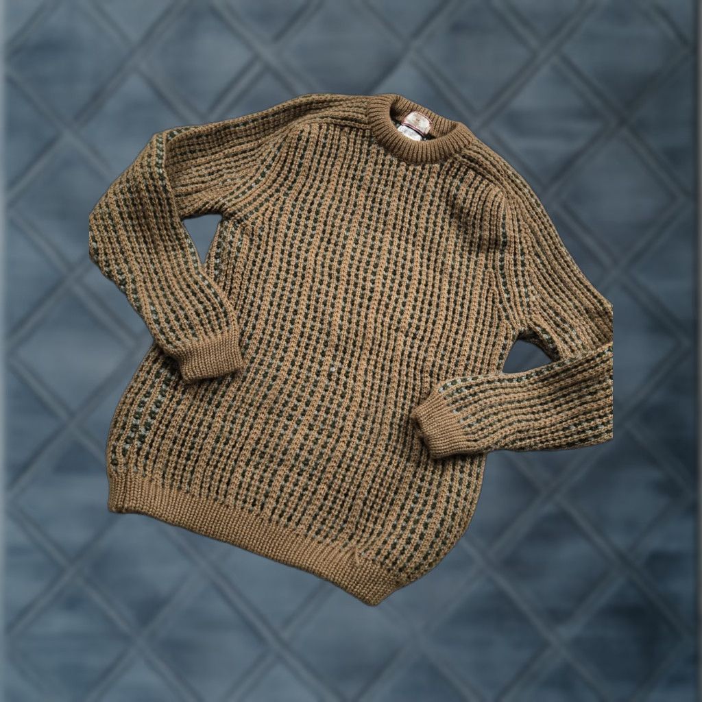 Vintage VINTAGE The Inn Shop Sweater Medium Brown Waffle Knit Scotland 100% Wool 70s Size US M / EU 48-50 / 2 - 1 Thumbnail