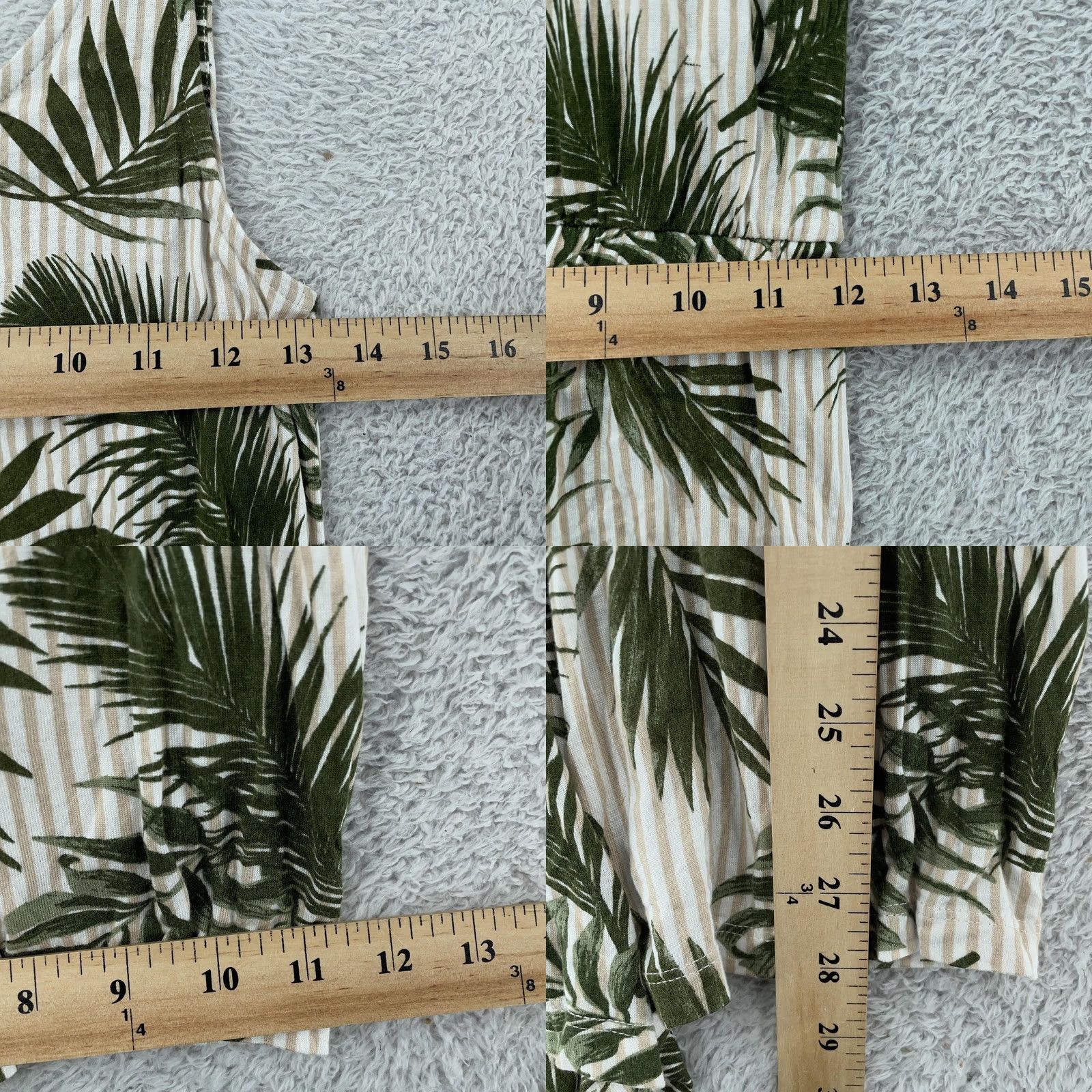 Vintage LASCANA Romper Green White Tropical Palm Leaf Sleeveless Drawstring Womens 2 Size 26" / US 2 / IT 38 - 8 Thumbnail