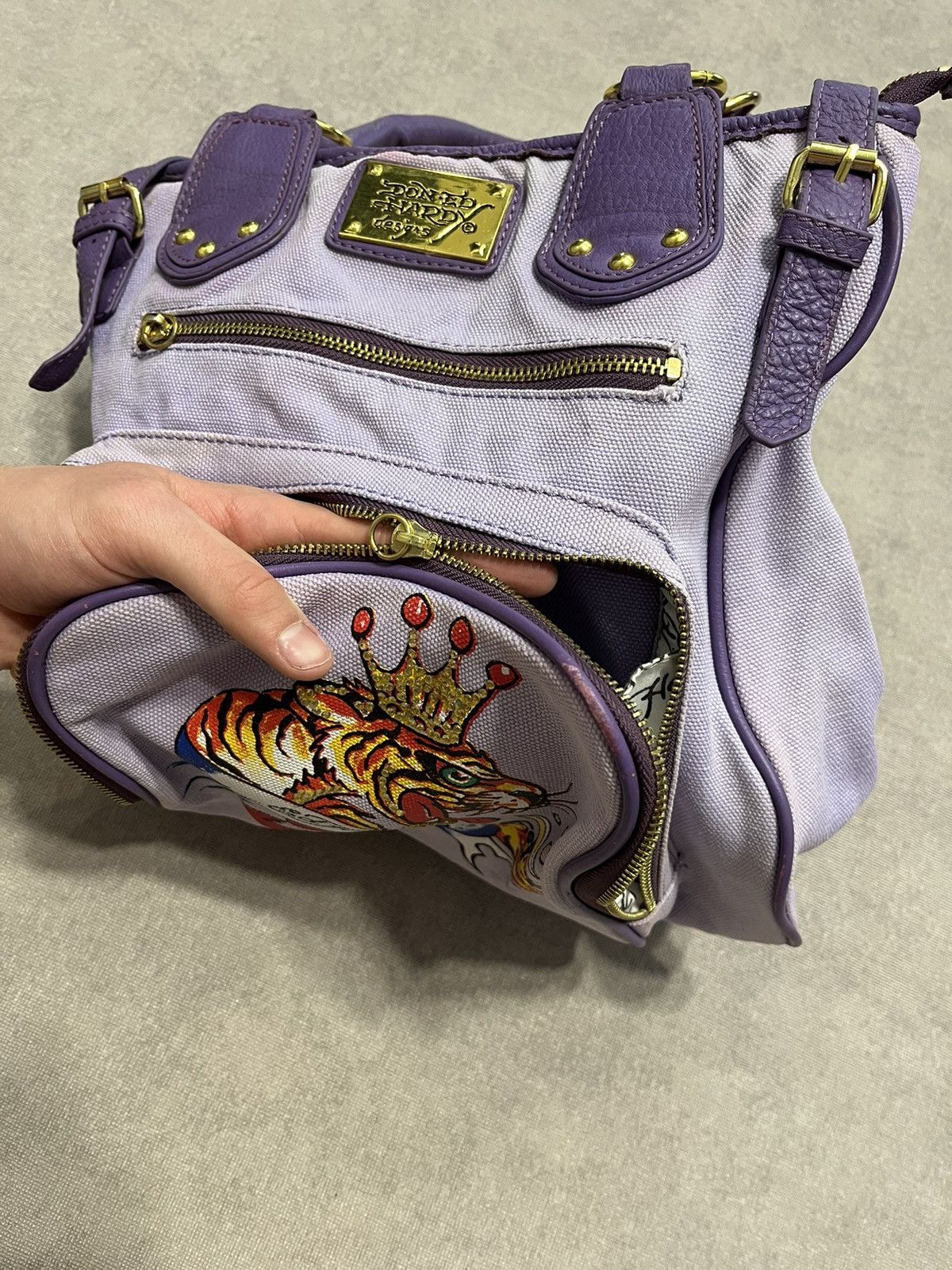 Ed Hardy Don ed hardy Womens Bag Large Handle Leather Vintage Print Size ONE SIZE - 5 Thumbnail