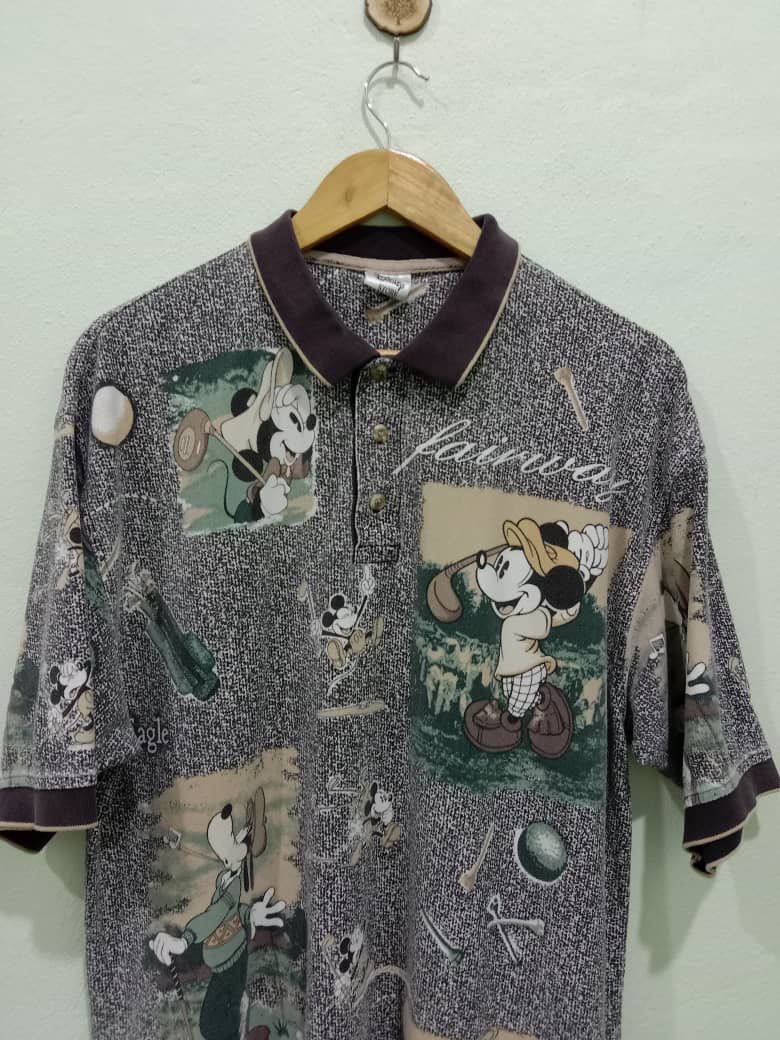 Cartoon Network × Vintage VINTAGE DISNEY MICKEY MOUSE OVERPRINT COLLAR TEES Size US XL / EU 56 / 4 - 3 Thumbnail
