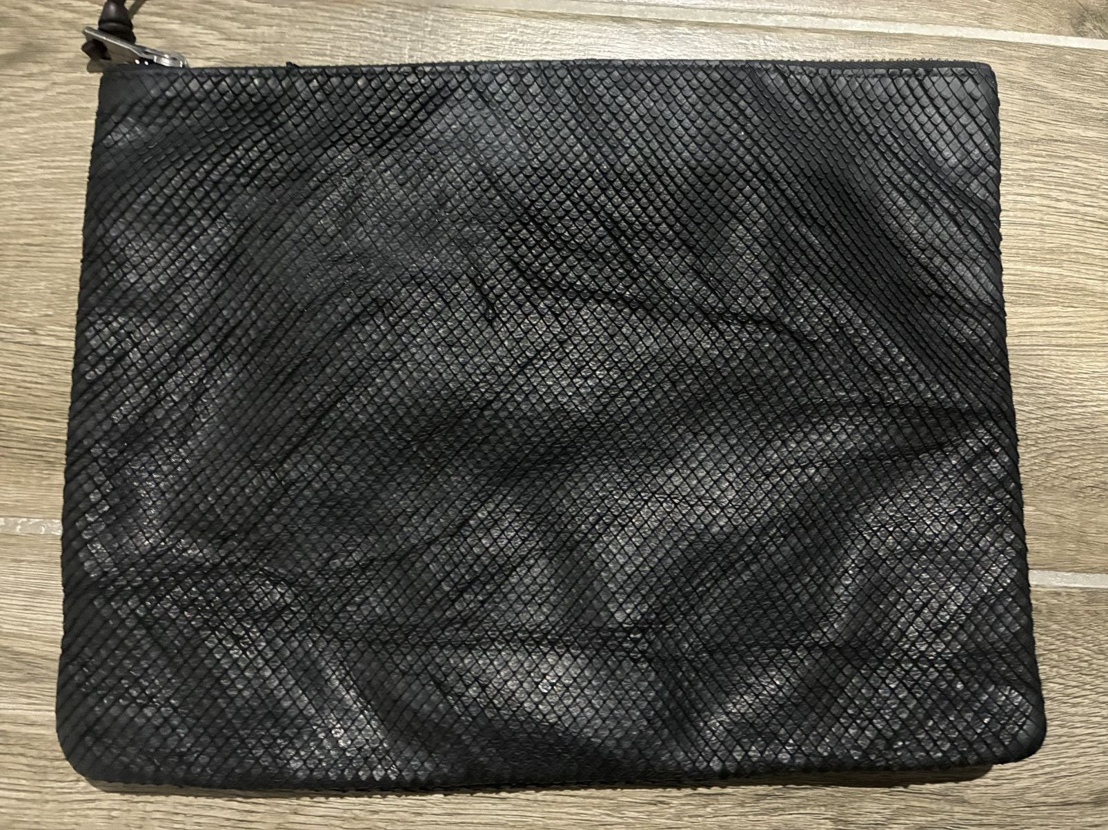 John Varvatos John Varvatos Embossed Snakeskin Leather Clutch/Pouch -Black Size ONE SIZE - 2 Thumbnail