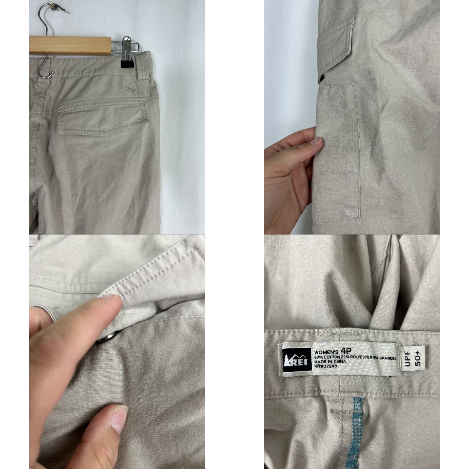 Vintage REI Womens Pants Cargo Beige 4 Petite UPF 50+ Cotton Blend Pants 31x28 Women Beige Cargo UPF50+ 31x28 Petite 4 Size 27" / US 4 / IT 40 - 9 Thumbnail