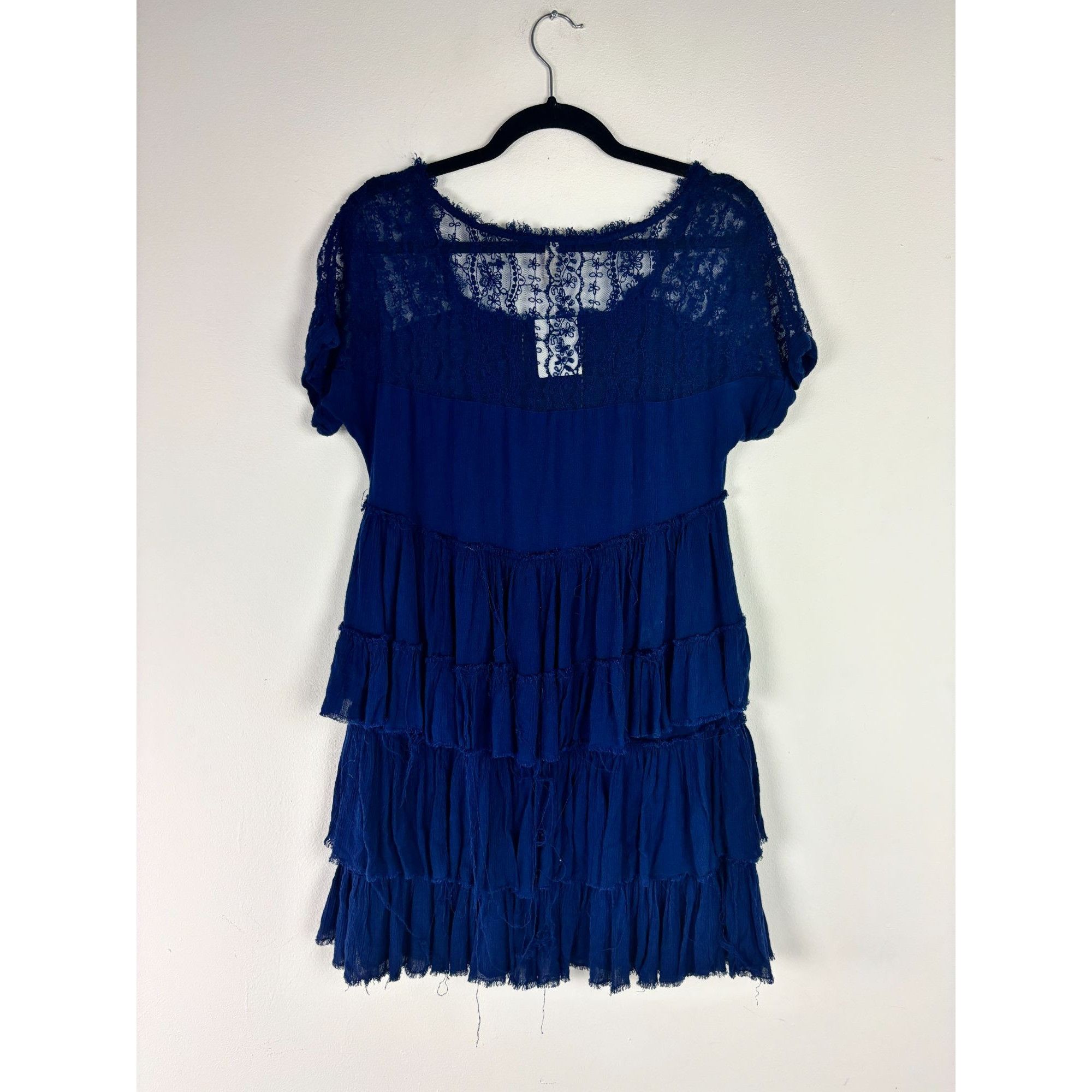 Other Free People Navy Ruffle Dress Size S / US 4 / IT 40 - 3 Thumbnail