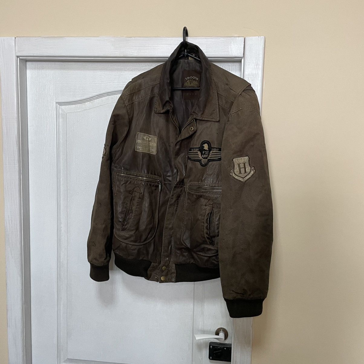 Other Vintage F-19 Usa 90s leather Ma1 Bomber Flight Jacket Size US M / EU 48-50 / 2 - 1 Thumbnail