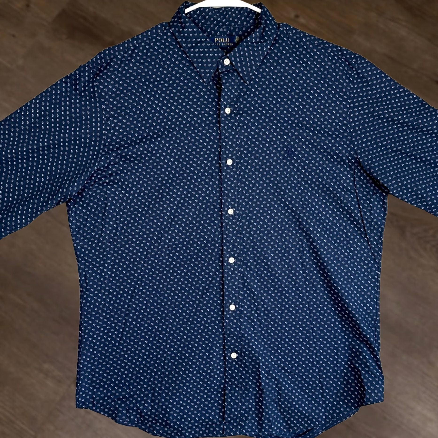 Polo Ralph Lauren Polo Ralph Lauren Shirt Mens XL Navy Blue Slim Fit Button Up Geometric Casual Size US XL / EU 56 / 4 - 1 Thumbnail