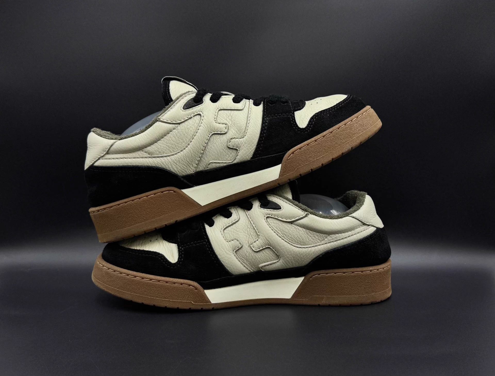 Fendi FENDI Match Leather Colorblocked Sneakers Men's Black White Size US 8 / EU 41 - 4 Thumbnail