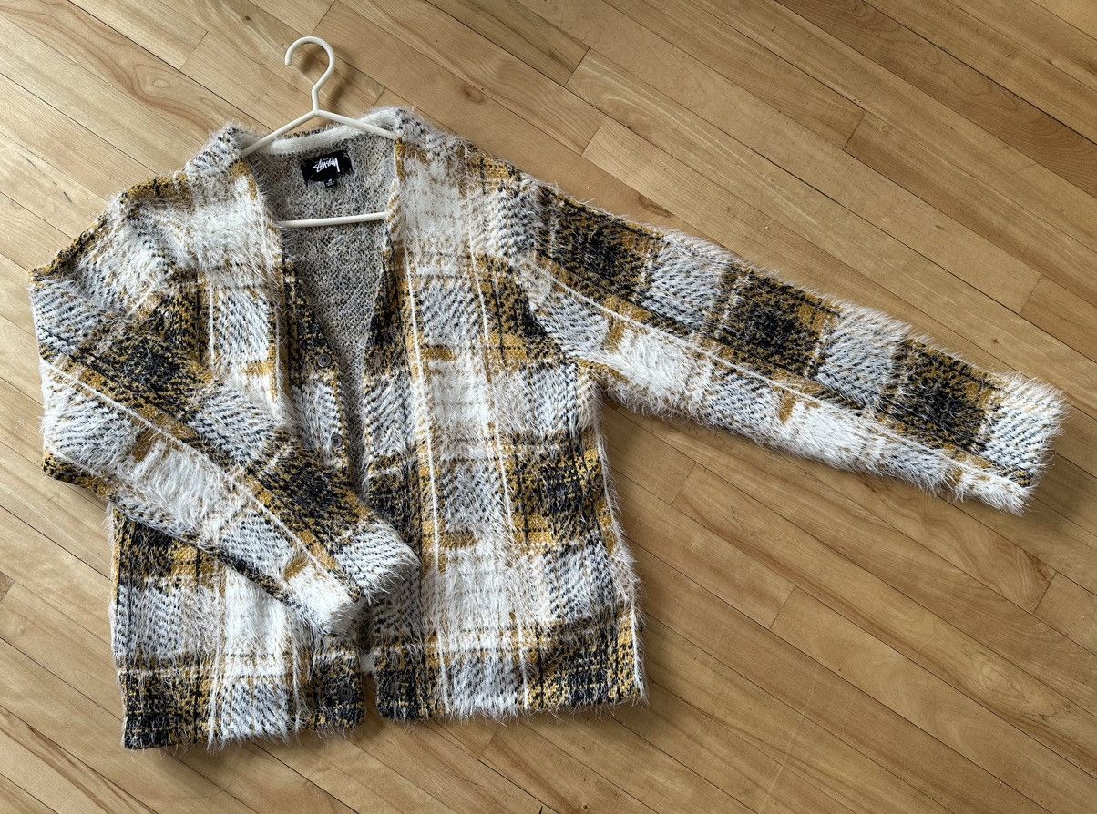 image of Stussy Hairy Plaid Cardigan in Gold, Men's (Size Medium)