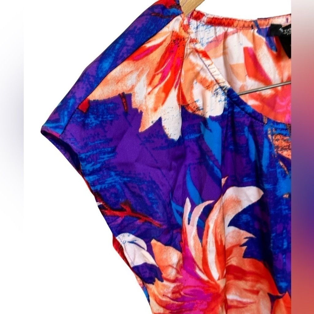 Ann Taylor ANN TAYLOR Tropical Top Floral Blue Orange Women's Size XS. Size XS / US 0-2 / IT 36-38 - 8 Thumbnail