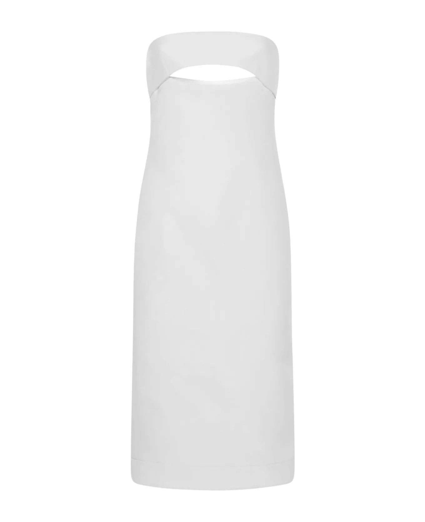 Saint Laurent Paris o1tp1o1224 Cut Out Midi Dress In Satin Crepe in White Size XS / US 0-2 / IT 36-38 - 1 Thumbnail