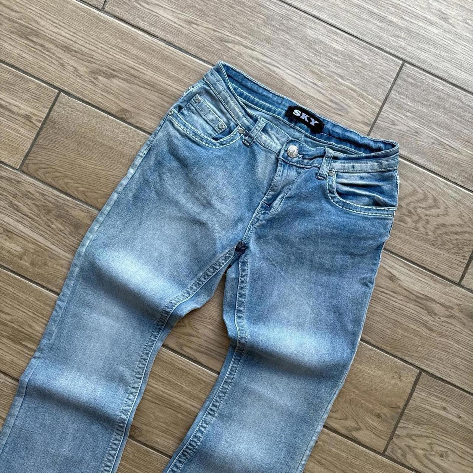 Other Y2K Sky Flared Denim Embroidered 00s Jeans Size 30" / US 8 / IT 44 - 6 Thumbnail