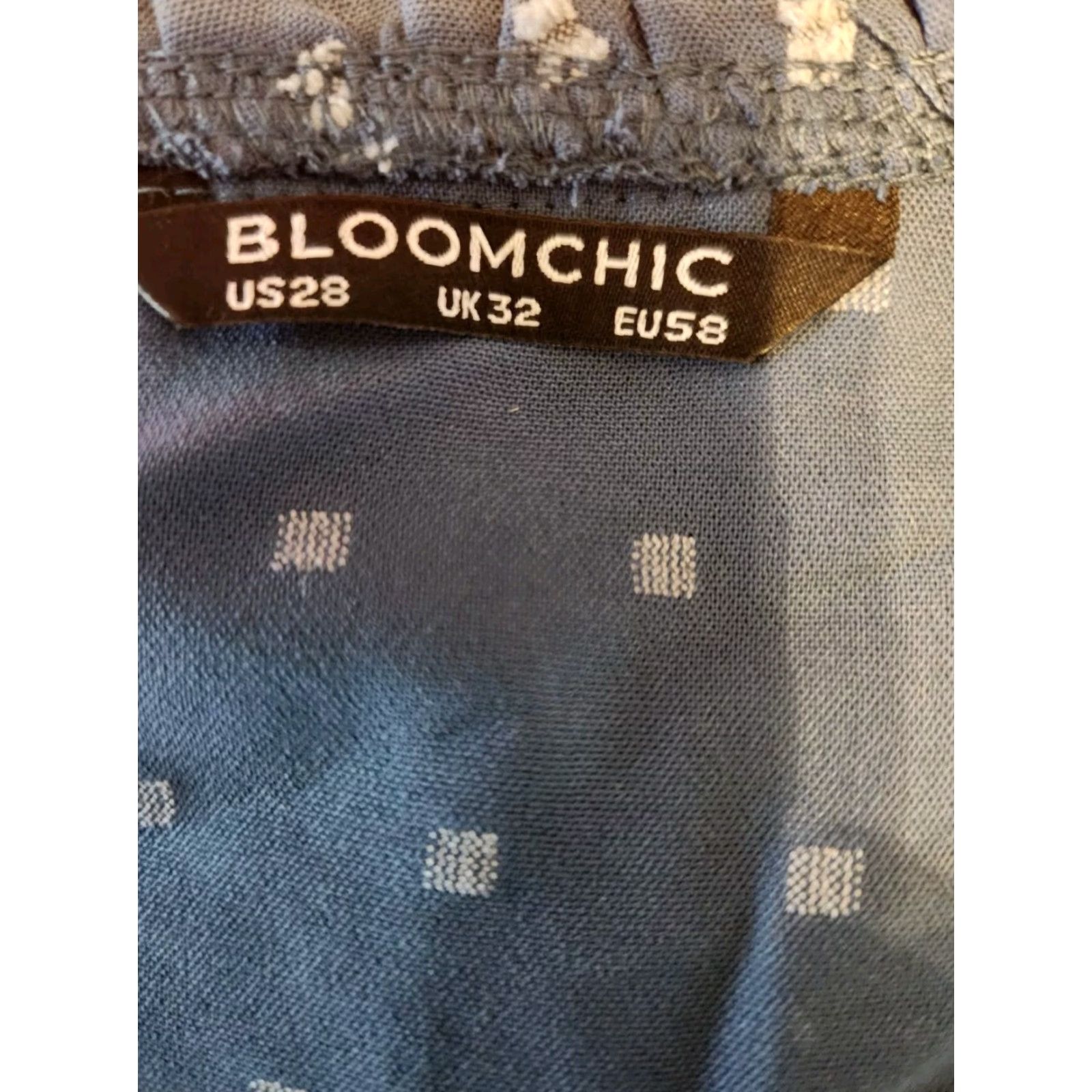 Vintage Bloomchic Blue Swiss Dot Lace Trim Tunic Top 28 Plus Size Women V-Neck Short Sleeve Blouse Casual Size 4XL / US 24-26 - 6 Thumbnail