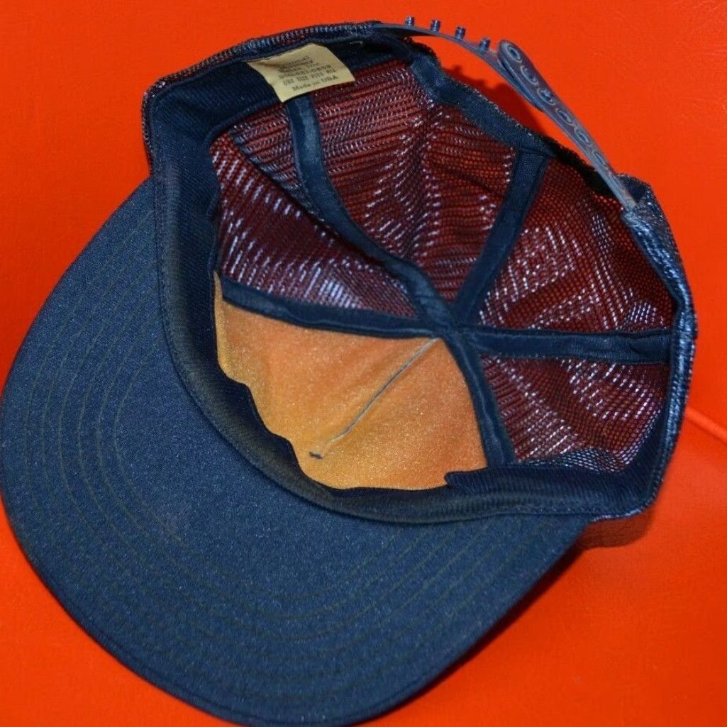 Vintage VINTAGE We Move The Mountain Hat Cap Civil Engineer Squadron USAF Air Force NS National Military Sales Adjustable Blue Foam Polyester Snapback Mens Size ONE SIZE - 2 Thumbnail