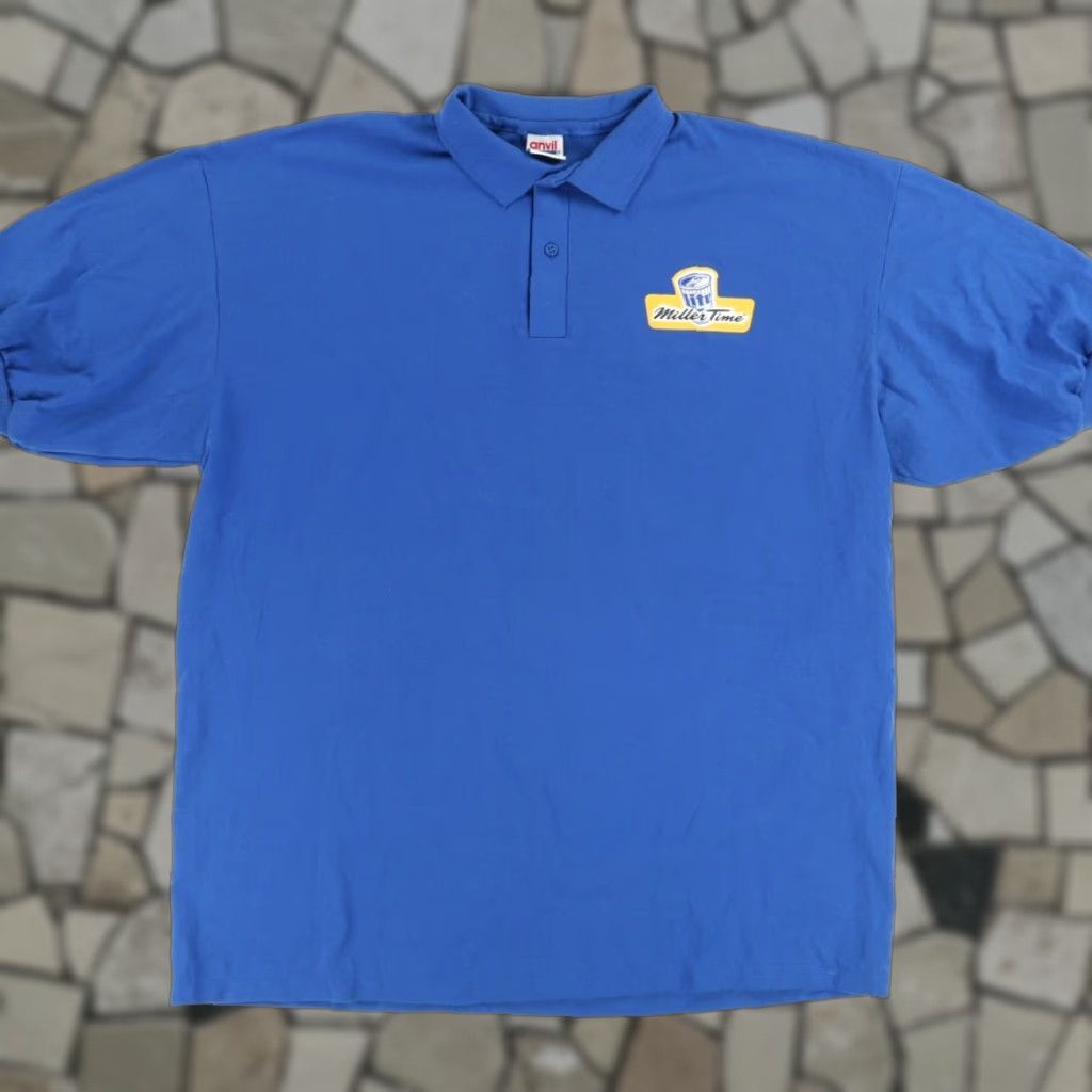 Anvil **VTG Anvil Miller Time Beer Solid Blue Men's Polo Shirt 2XL** User: VTG Anvil Miller Time Beer Solid Blue Men's Polo Shirt 2XL Size US XXL / EU 58 / 5 - 1 Thumbnail