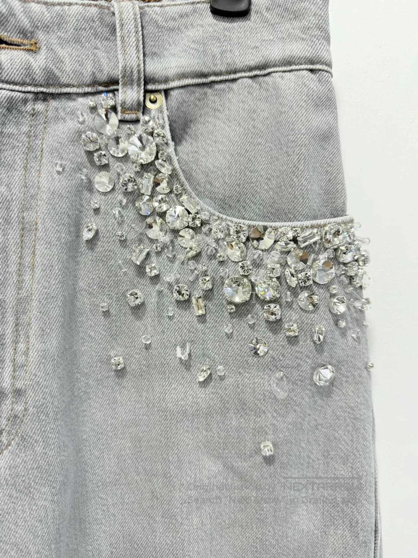 Miu Miu Miu Miu 25 Rhinestone Gray Jeans 24. Size 24" / US 00 / IT 34 - 5 Thumbnail
