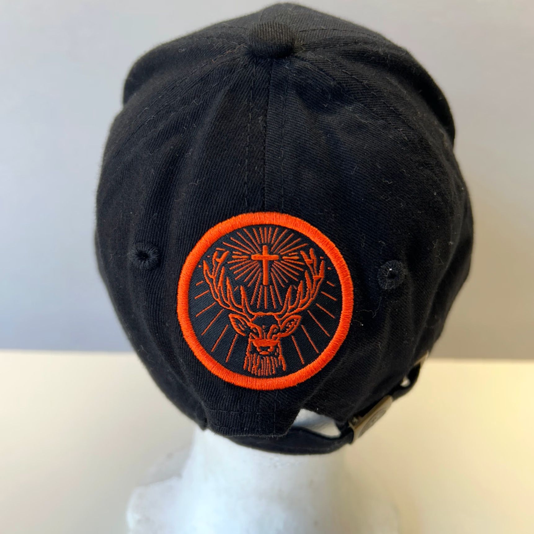 Vintage VINTAGE Jagermeister Strapback Dad Hat Black Deer Cross Patch Embroidered Orange Hat Adjustable Unisex Adults One Size Black 90s Hunting Sports USA Size ONE SIZE - 4 Thumbnail