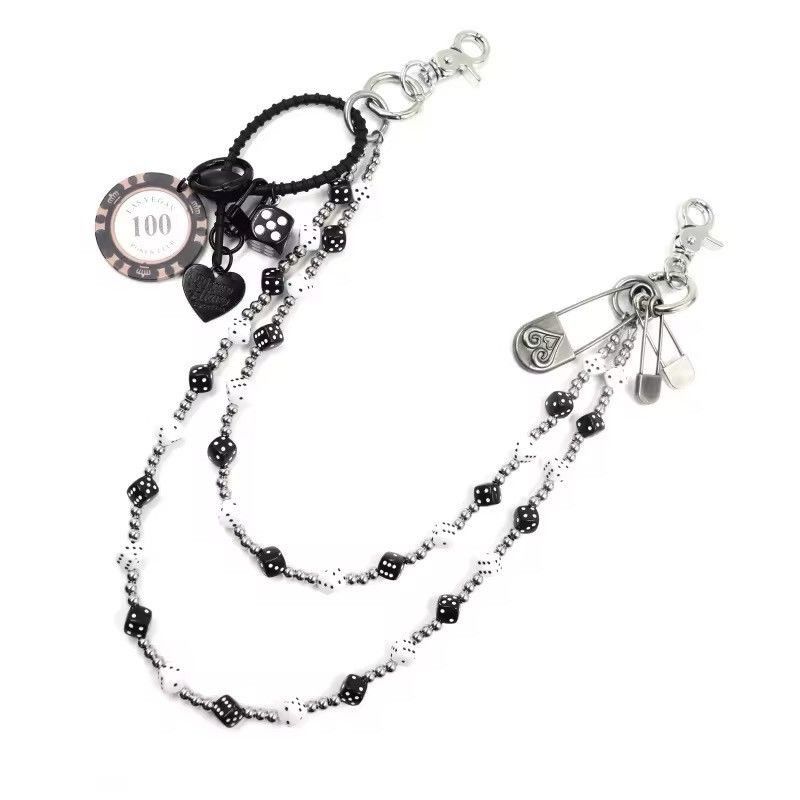 Japanese Brand Black White lucky Dice Baccarat Pearl Pants Chain Size ONE SIZE - 2 Thumbnail