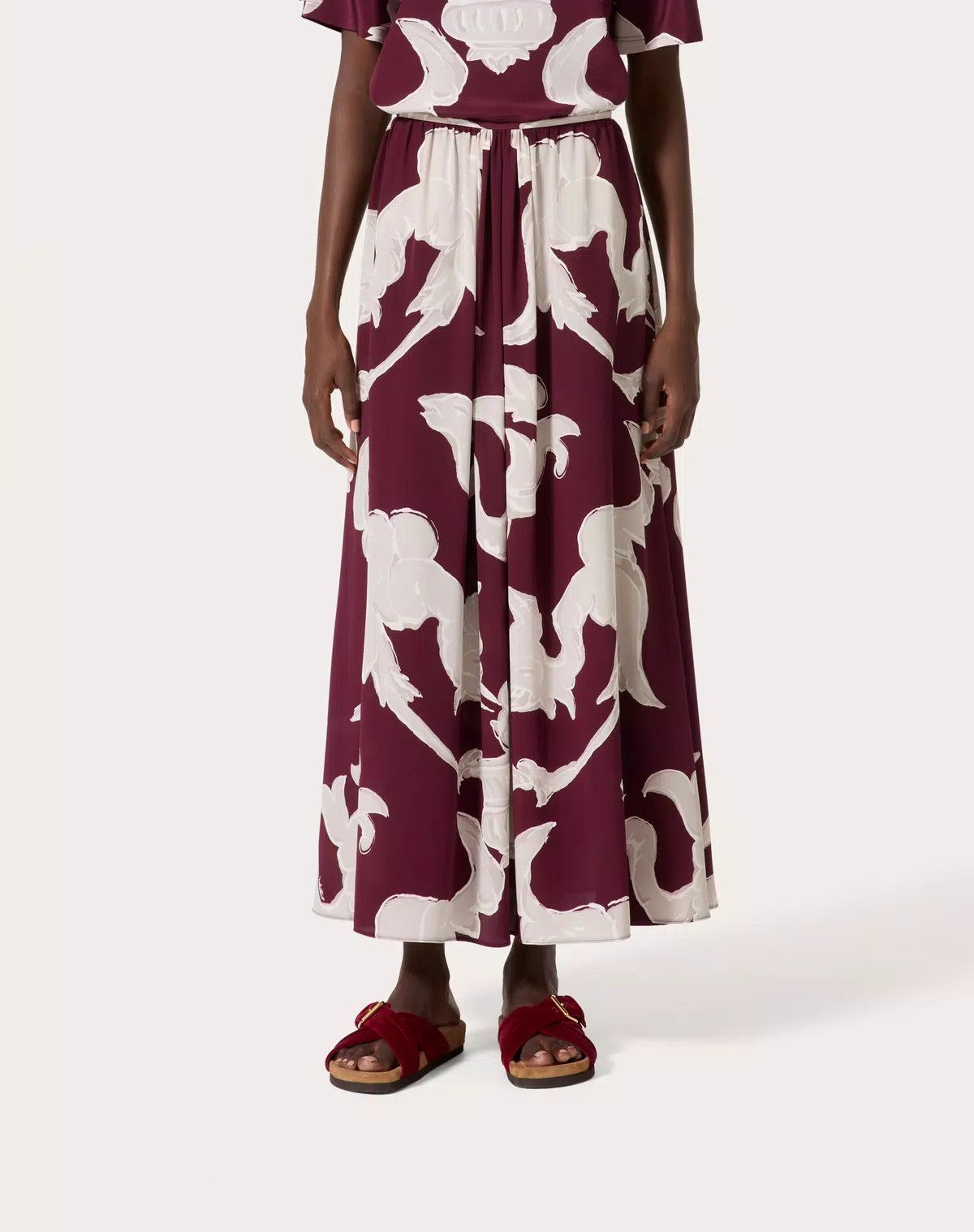 Valentino o1s1wg110525 Crepe De Chine Midi Skirt in Multicolor Size 34" / US 12 / IT 48 - 3 Thumbnail