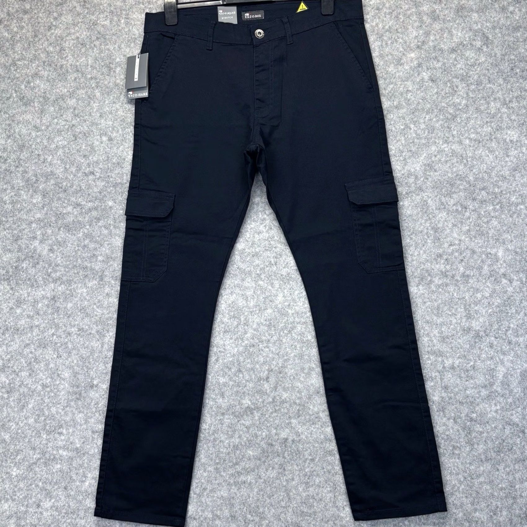 Kenzo Enzo Bryce Stretch Cargo Navy Blue Pants Mens 34R BNWT Slim Tapered Cargo Pocket Cotton Lycra Shirt? Size US 34 / EU 50 - 2 Thumbnail