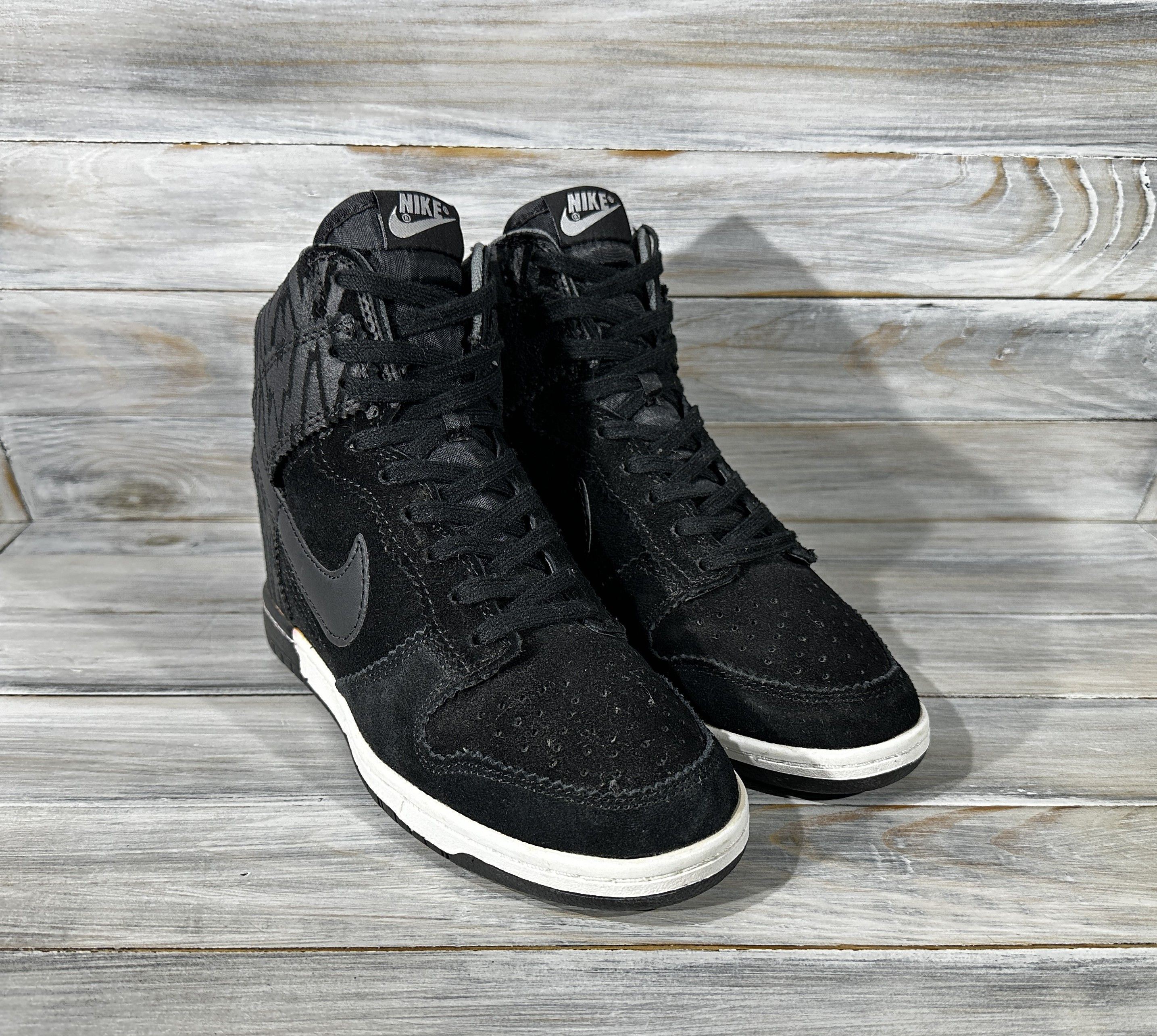 Nike Nike Dunk Sky Hi Wedge Women's Sneakers Black Sport Swoosh Size US 7 / IT 37 - 2 Thumbnail