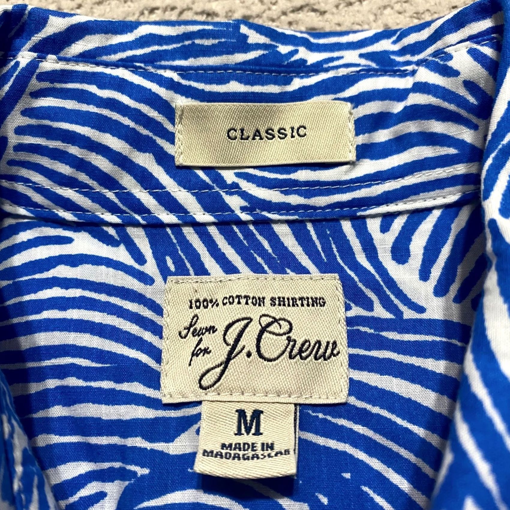 J.Crew J.CREW Shirt Geometric Short Sleeve Button-Down 100% Cotton Blue Mens M Size US M / EU 48-50 / 2 - 3 Thumbnail