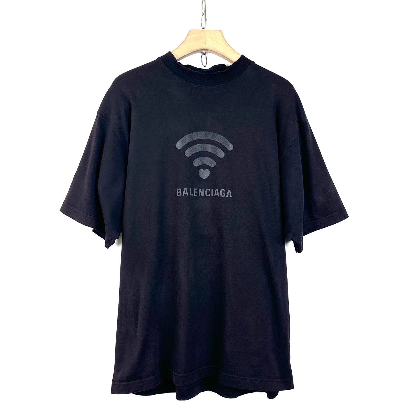 Balenciaga Balenciaga Black WiFi Logo Print Short Sleeve T-shirt K12 Size US S / EU 44-46 / 1 - 1 Thumbnail
