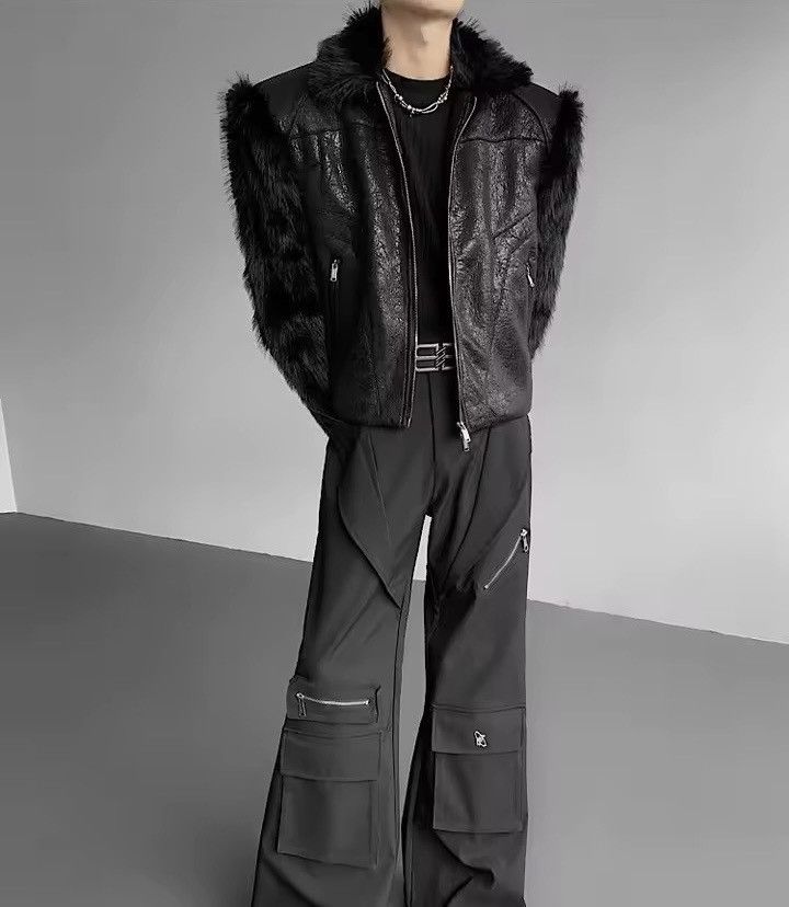 Leather Streetwear Designer Fur PU Leather Patchwork Jacket Size US L / EU 52-54 / 3 - 6 Thumbnail