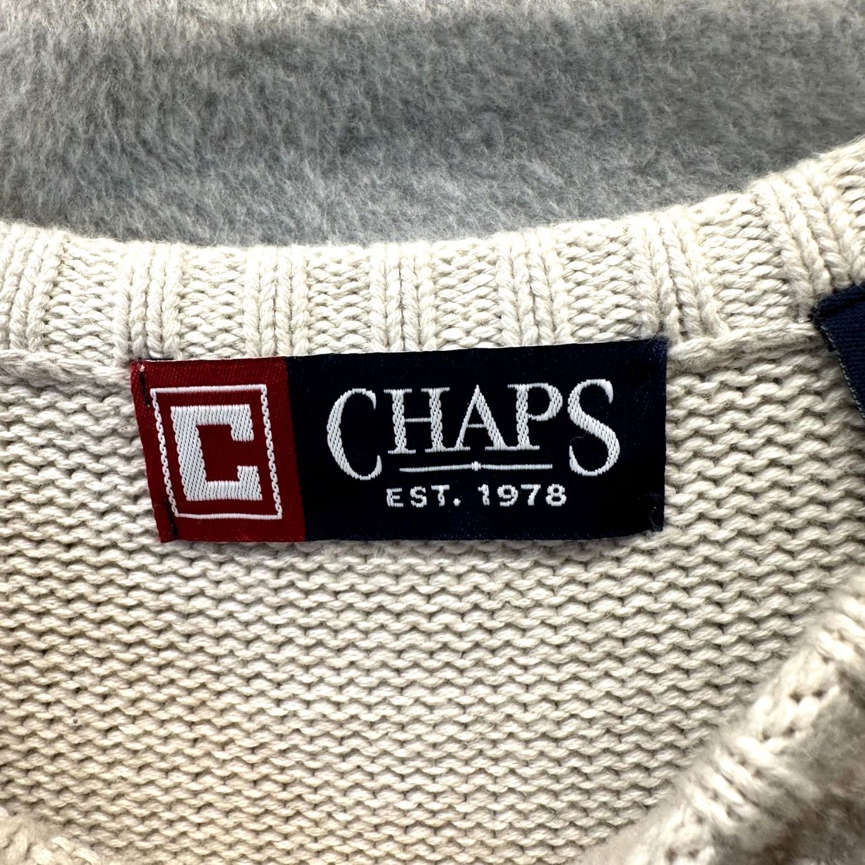 Chaps Chaps Sweater Adult Large Creme Knit Chevron Diamond Pullover Mens Framed Size US L / EU 52-54 / 3 - 4 Thumbnail
