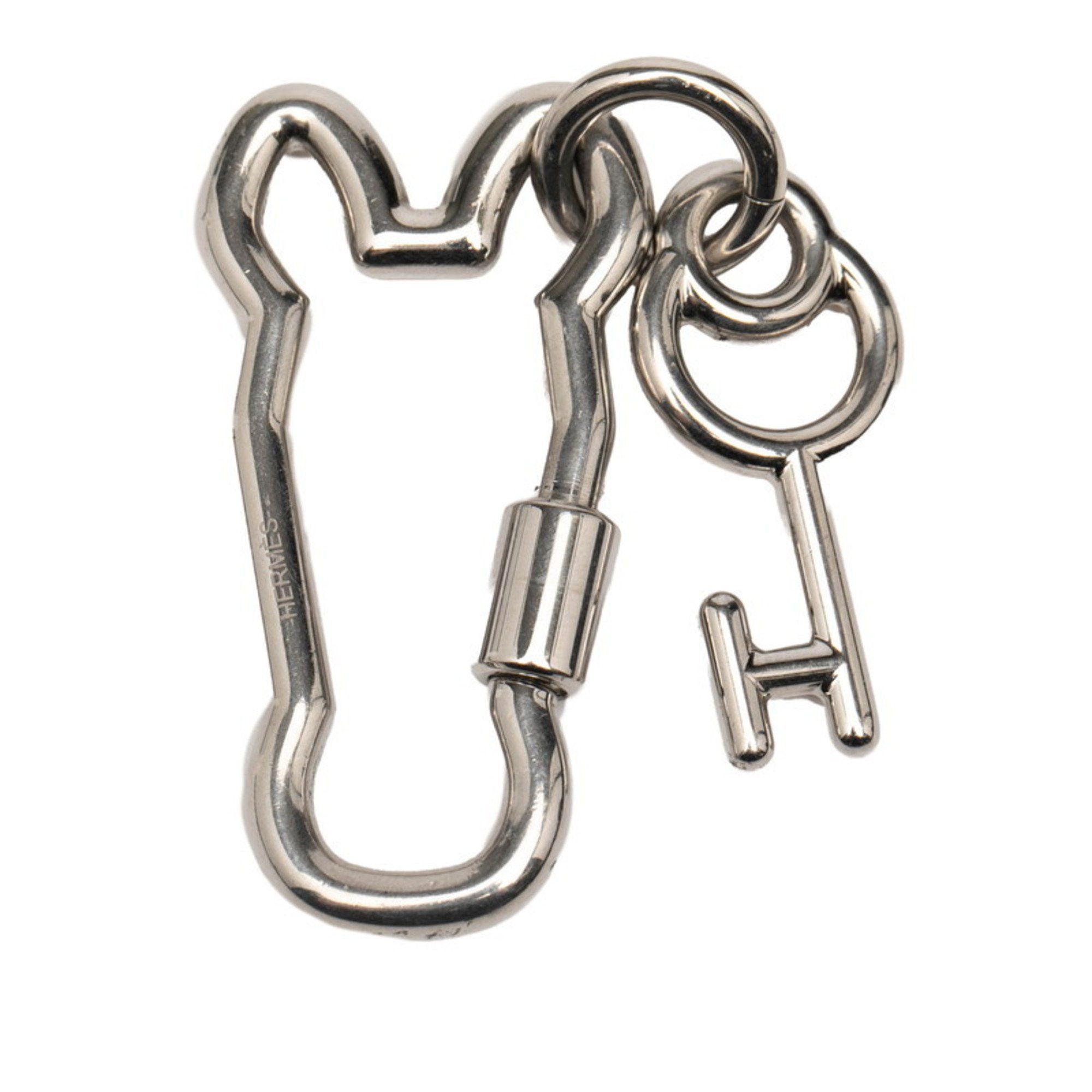 Hermes Hermes Hermès Clé Cheval Mousqueton snap hook keychain key ring in silver metal for women. Size ONE SIZE - 1 Thumbnail