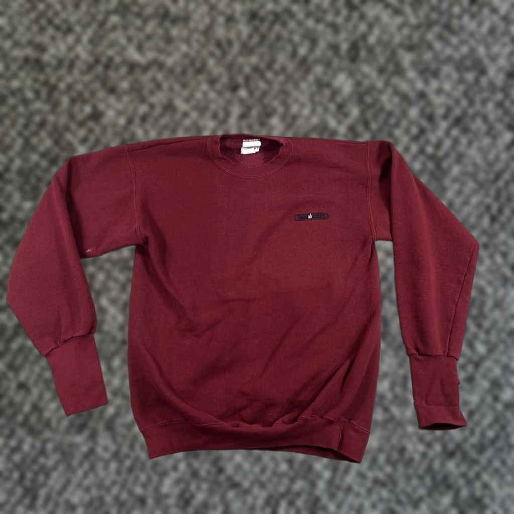 Vintage VINTAGE Handcuffs USA Sweatshirt Crew Neck Burgundy Red Medium Unisex Adults Long Sleeve Fleece Pullover USA Theme Size US M / EU 48-50 / 2 - 1 Thumbnail