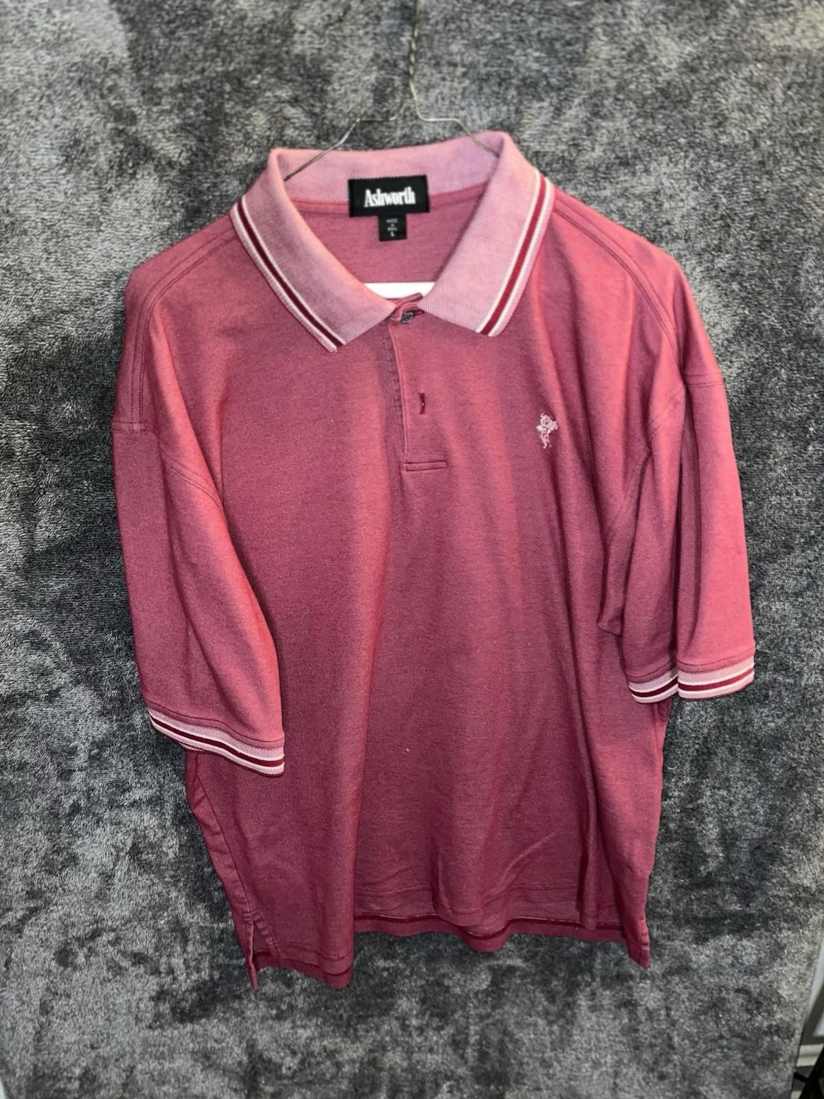Ashworth Ashworth Men’s Red Polo Shirt w/ Striped Collar Logo Size L Size US L / EU 52-54 / 3 - 2 Thumbnail