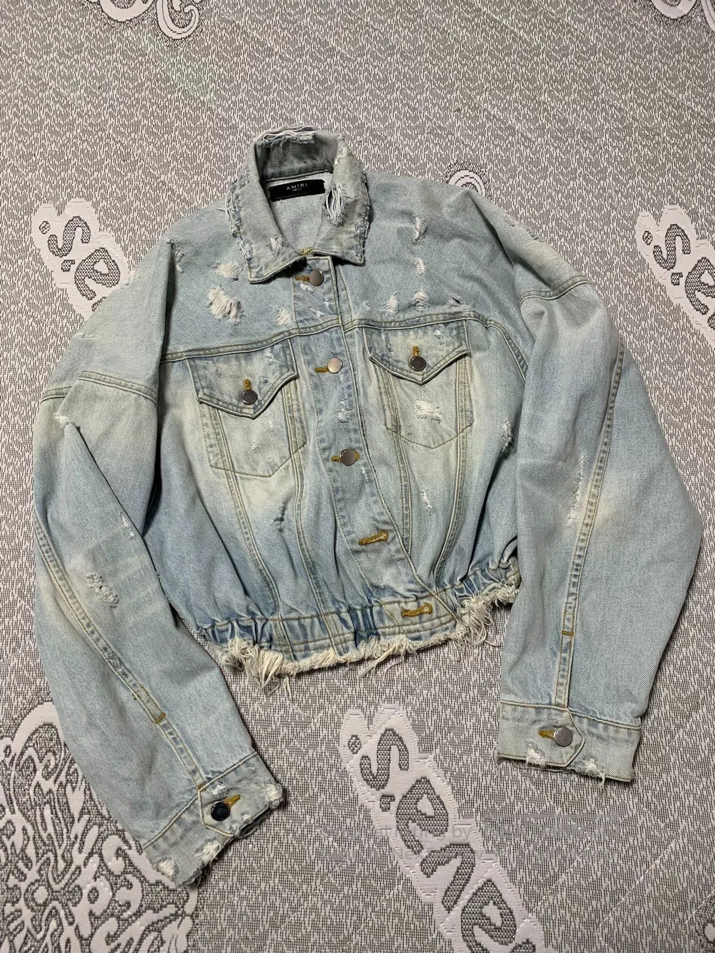 Amiri AMIRI Batwing Sleeve Distressed Denim Jacket. Size M / US 6-8 / IT 42-44 - 1 Thumbnail