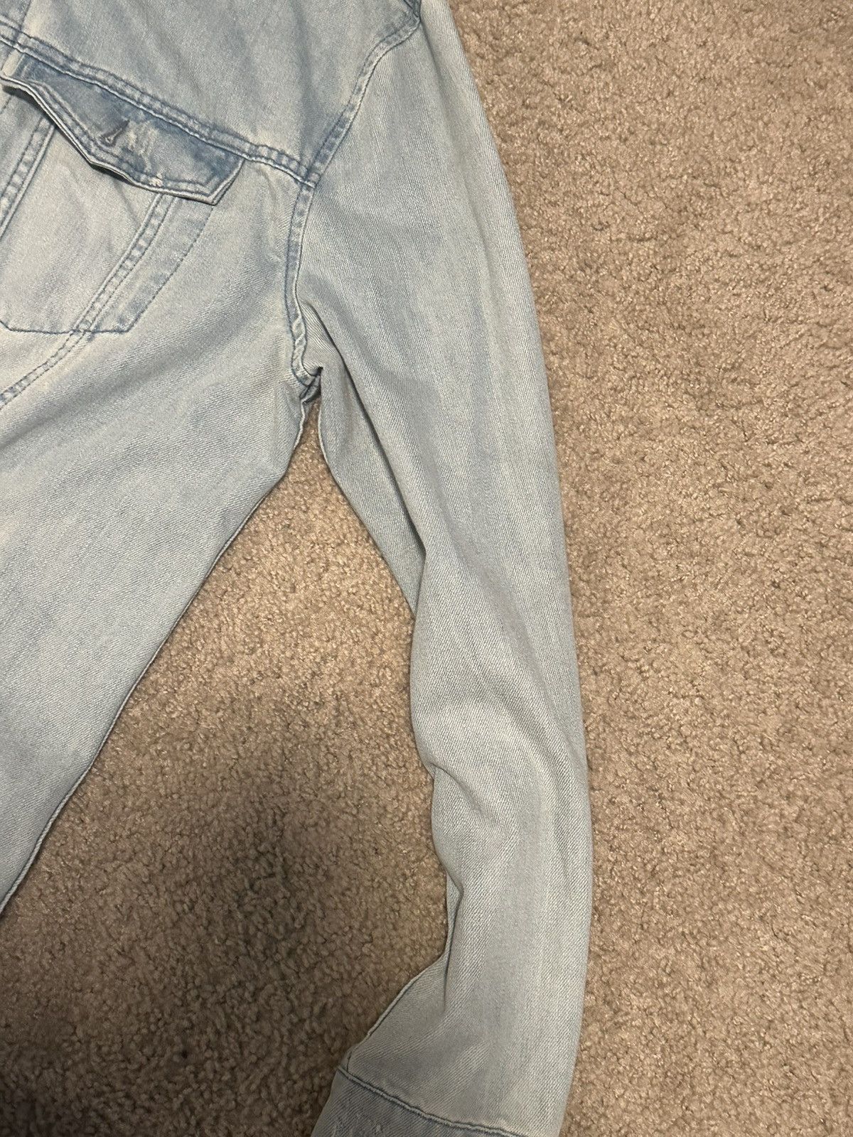 Elwood Elwood Men's XXL Distressed Denim Trucker Jean Jacket Blue Size US XXL / EU 58 / 5 - 5 Thumbnail