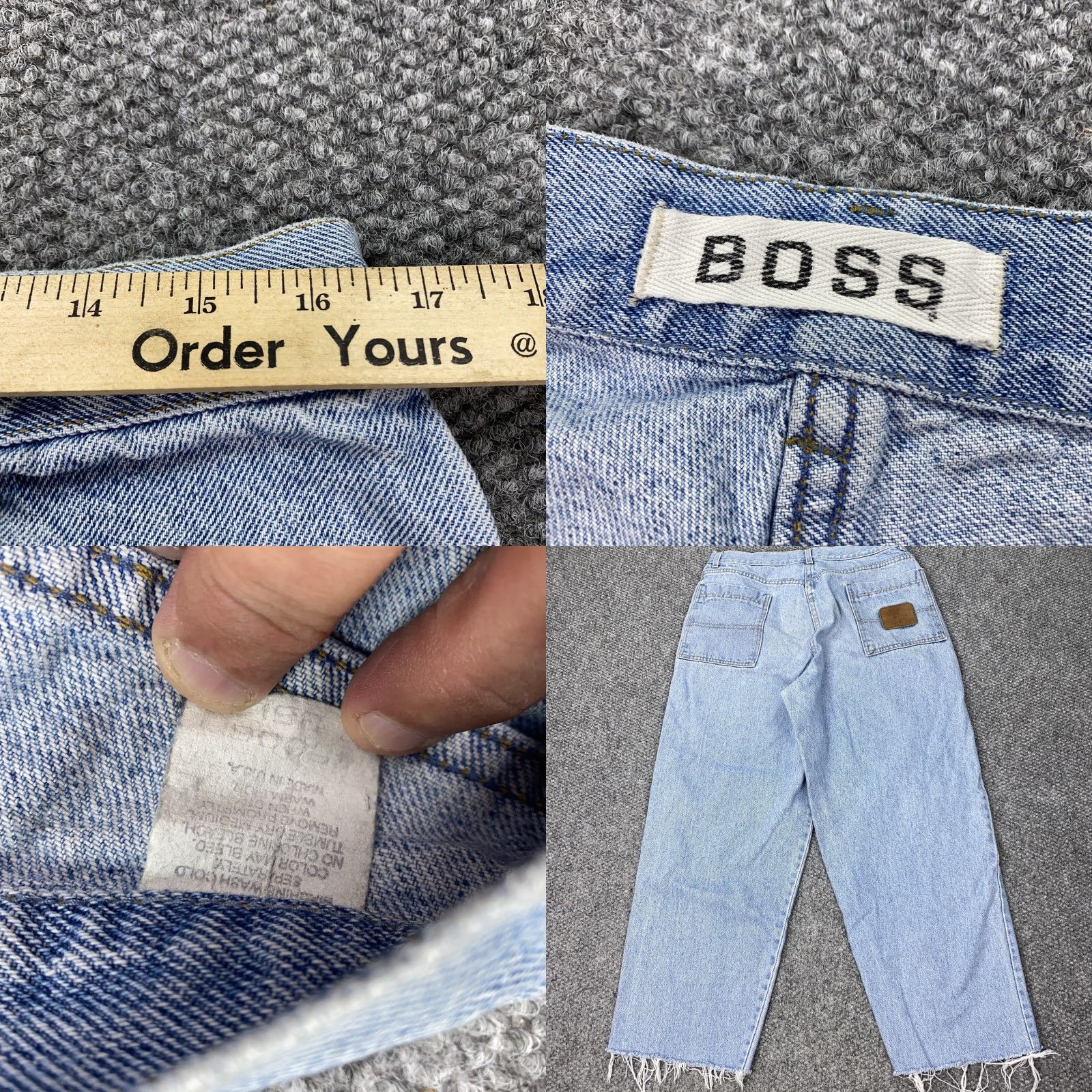 Hugo Boss VINTAGE HUGO BOSS Jeans Men 32x28 Denim Straight Leg Distressed Frayed Hem Made USA 90s Size US 32 / EU 48 - 8 Thumbnail