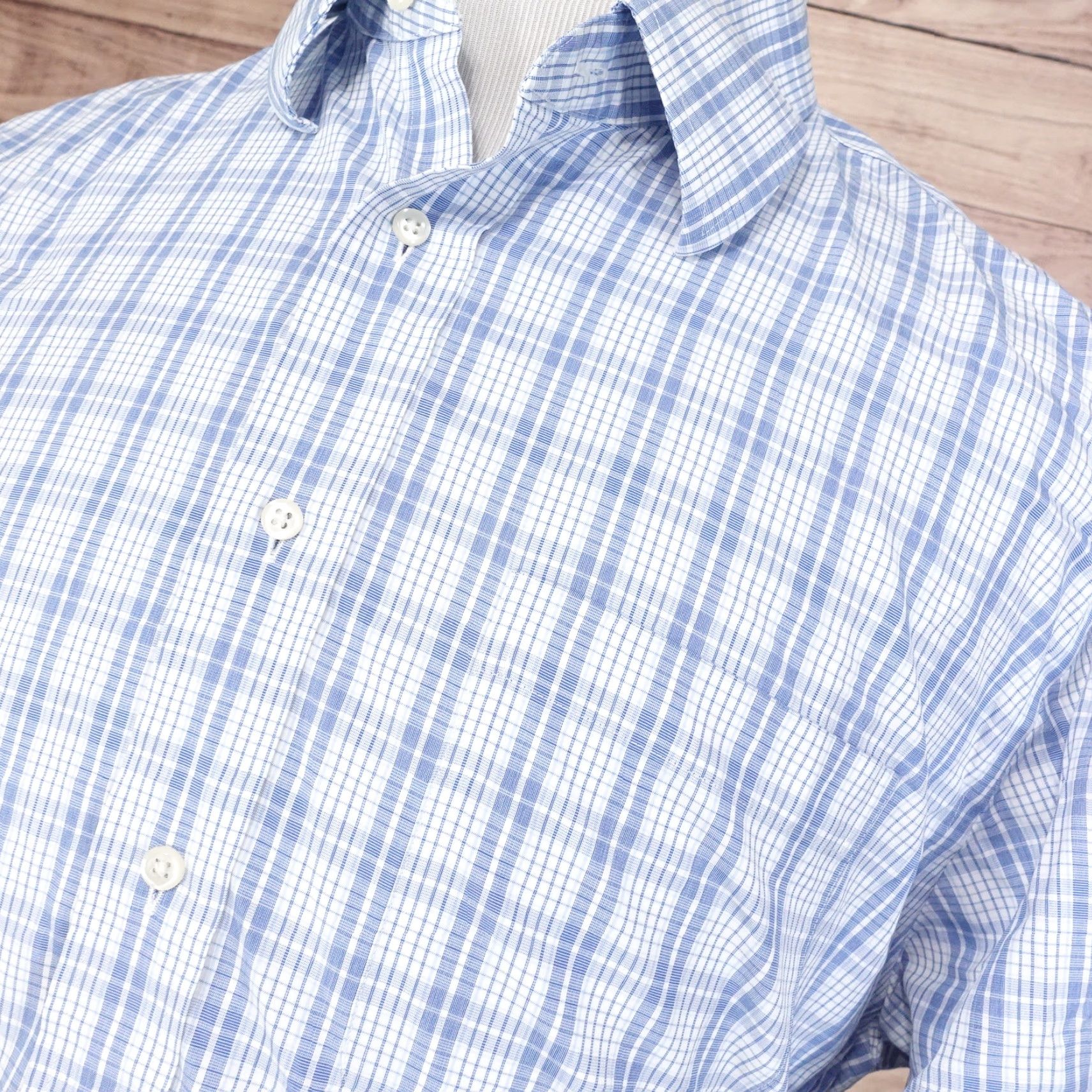 Nordstrom Nordstrom Men's Dress Shirt, Blue Plaid, Regular Fit, Long Sleeve, Size 16.5/33, Wrinkle-Free Cotton, Business Casual Formal Size 42R - 2 Thumbnail