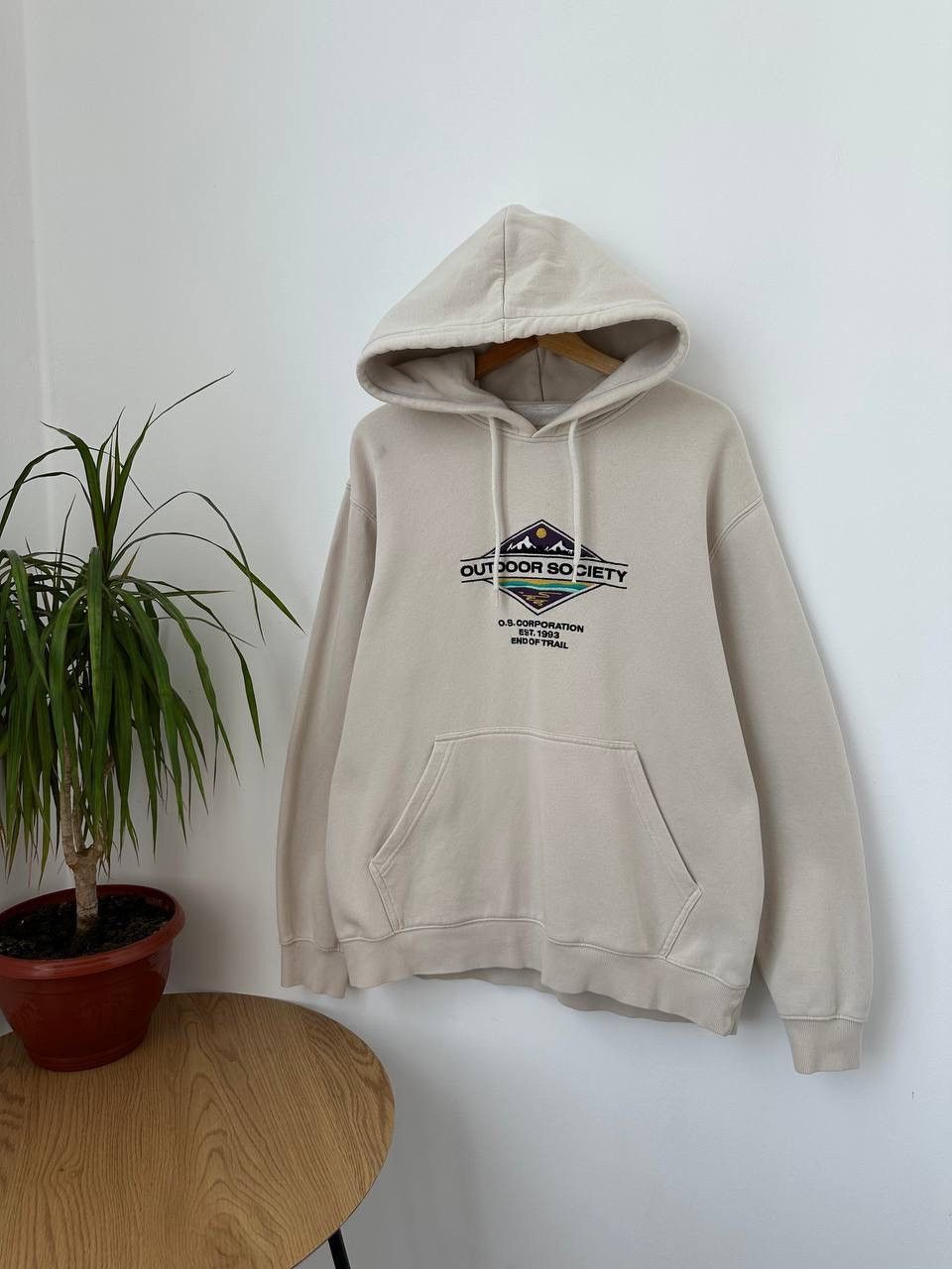 Vintage Vintage Outdoor Society Beige Center Logo Hoodie Size US M / EU 48-50 / 2 - 1 Thumbnail
