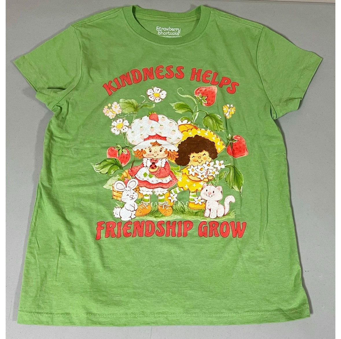 Strawberry Green ‘Kindness Helps Friendship Grow’ Tee T-Shirt Top XS 🍓✨ Size XS / US 0-2 / IT 36-38 - 1 Thumbnail