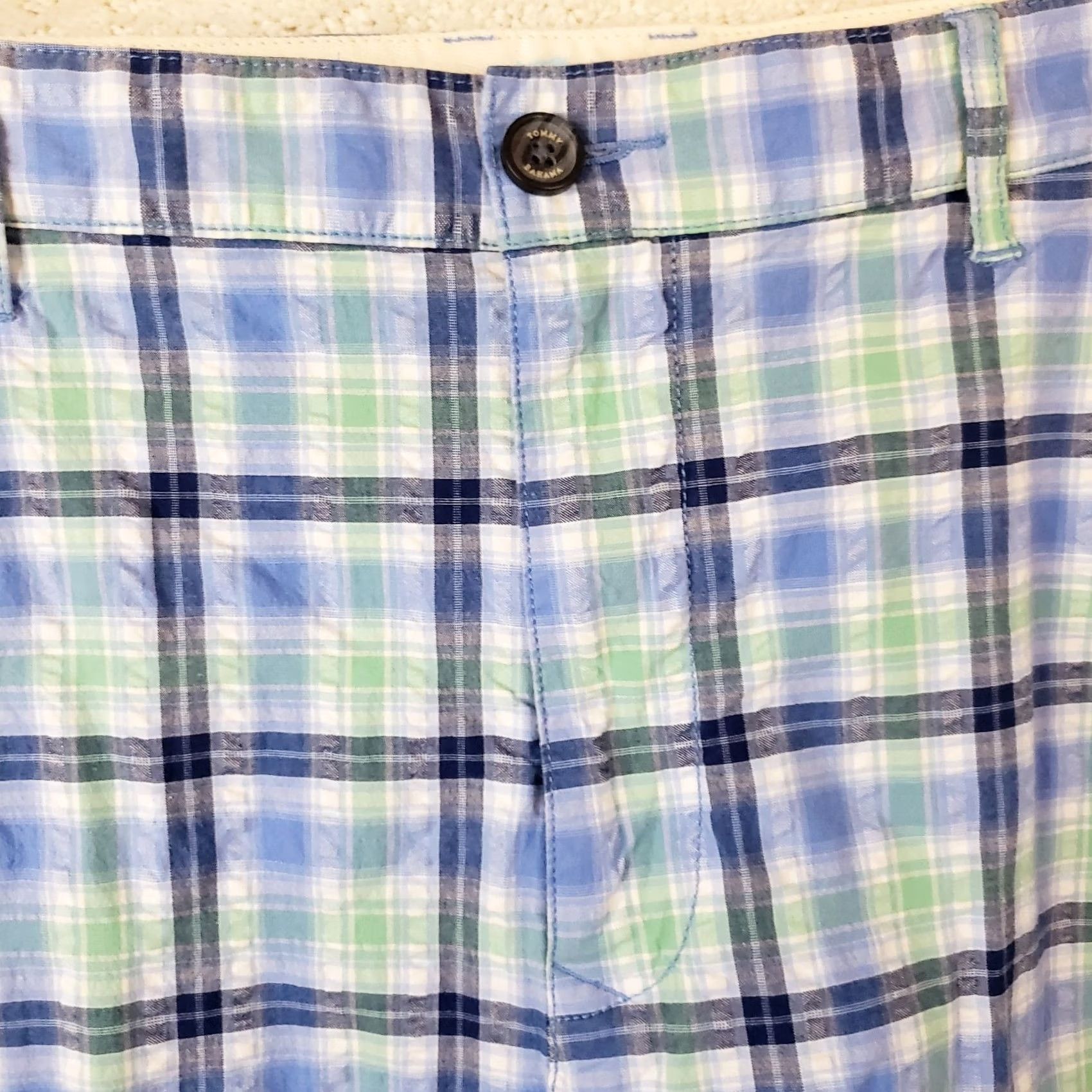 Tommy Bahama Tommy Bahama Men's Bermuda Shorts Blue Plaid 38" Inseam 9" Cotton Spandex Flat Front Pockets Beach Outdoor Preppy Size US 38 / EU 54 - 3 Thumbnail