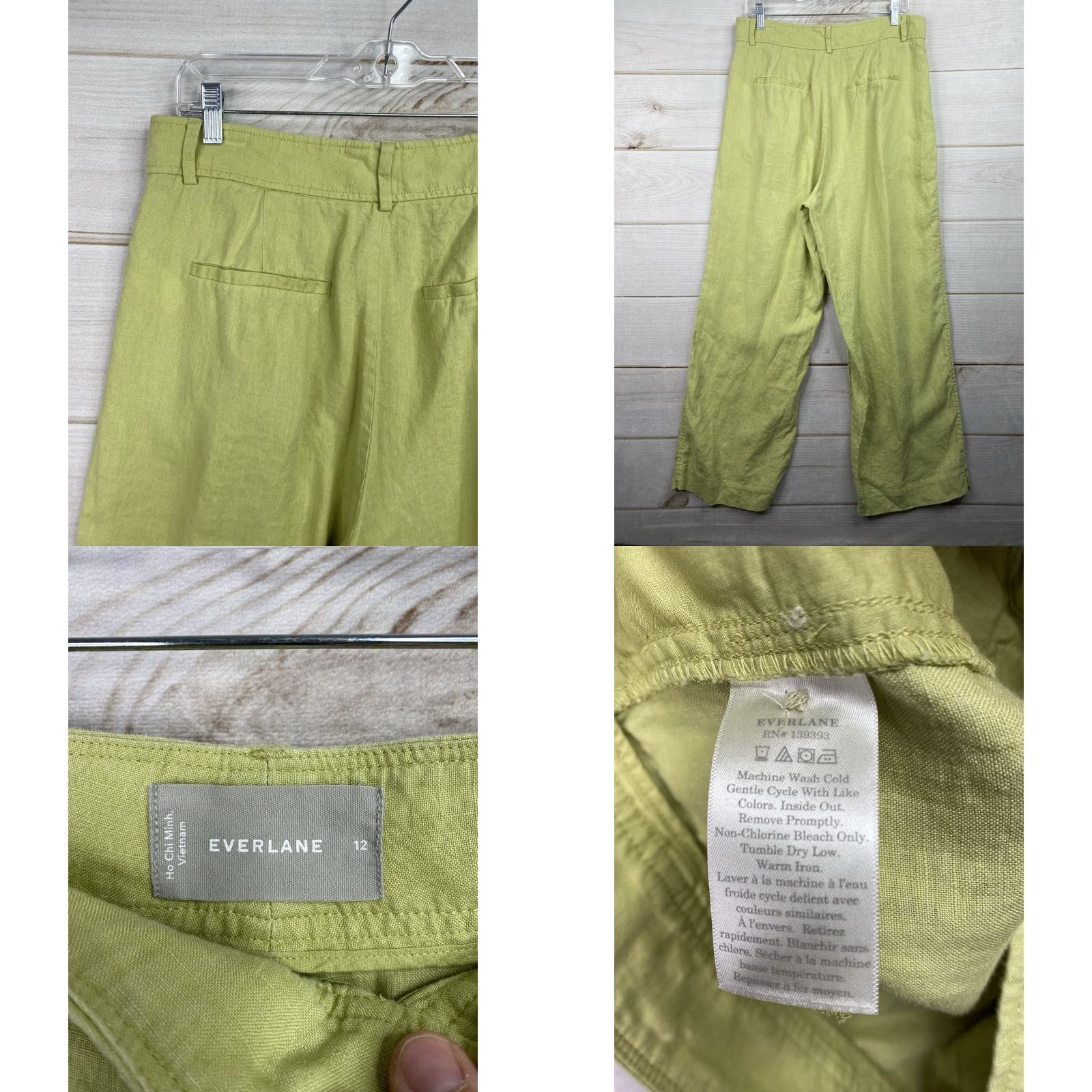 Everlane Everlane Green Linen Wide-Leg Pants Womens 12 Casual Beachy High Rise Pockets Paperbag Vintage? Size 34" / US 12 / IT 48 - 8 Thumbnail