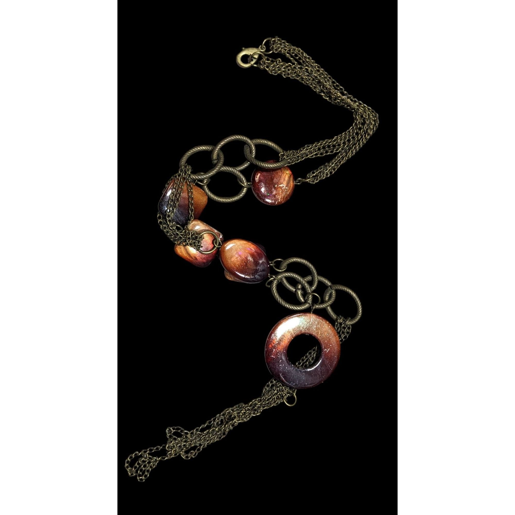 Other Vintage Multilayered Bronze Chain Necklace With Brown Shell Size ONE SIZE - 1 Thumbnail