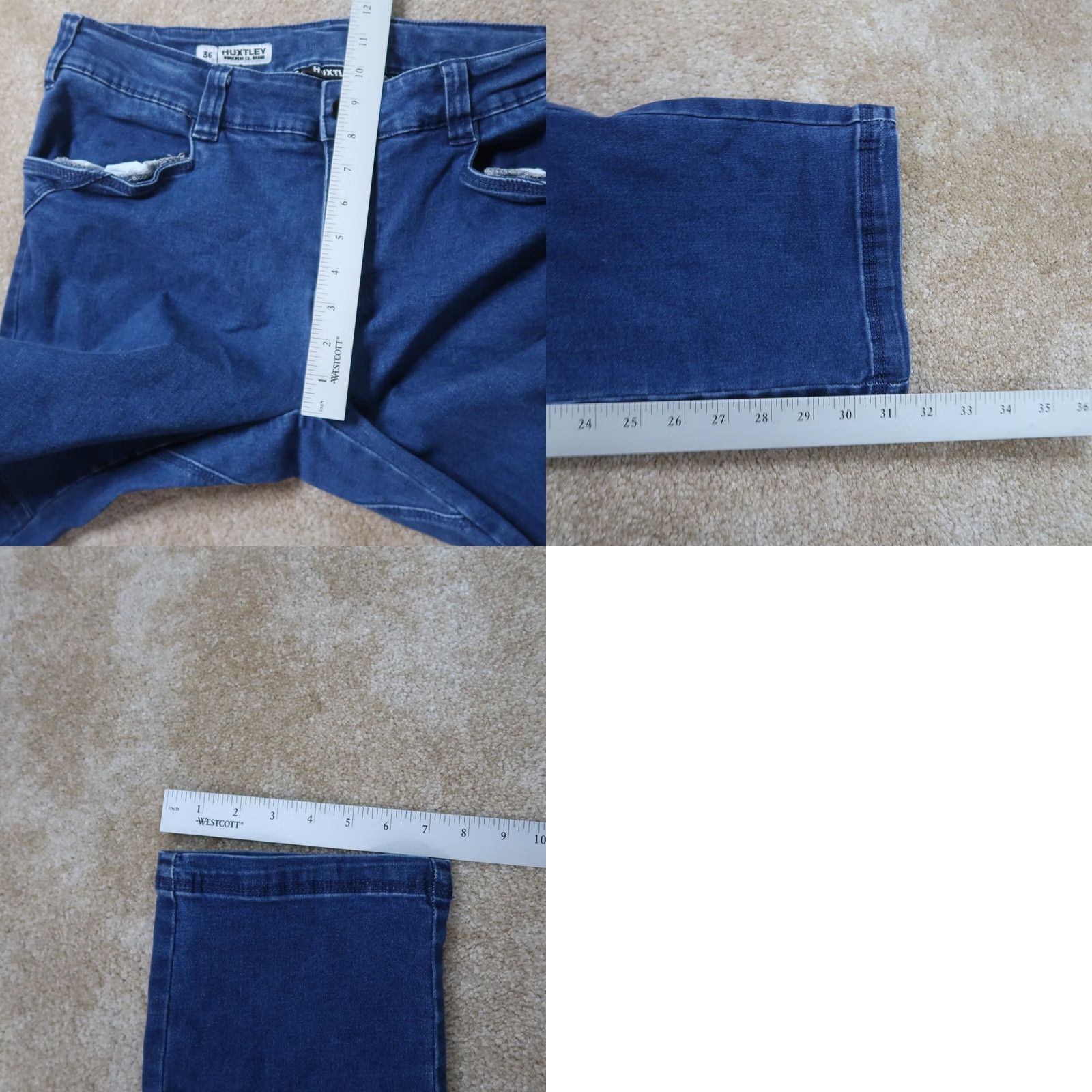 CO Huxtley Jeans Men 36x32 Straight Leg Denim 5-Pocket Cotton Blend Blue Stretch Denim Pants Regular Size Size US 36 / EU 52 - 9 Thumbnail