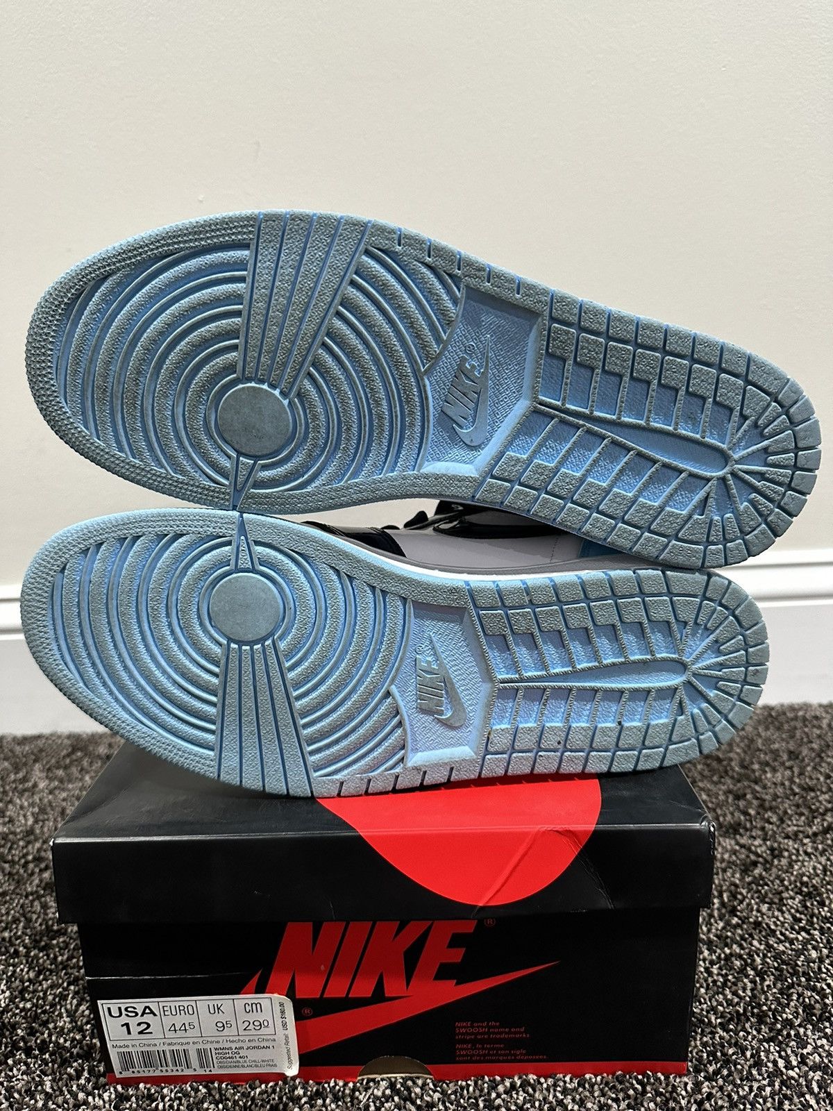 Jordan Brand Air Jordan Retro 1 Wmns OG “Blue Chill” Patent Leather Shoes Size US 10.5 / EU 43-44 - 10 Thumbnail