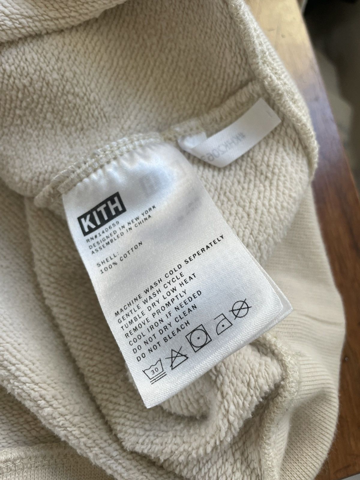 Kith Off white color hoodie with gray camo hood