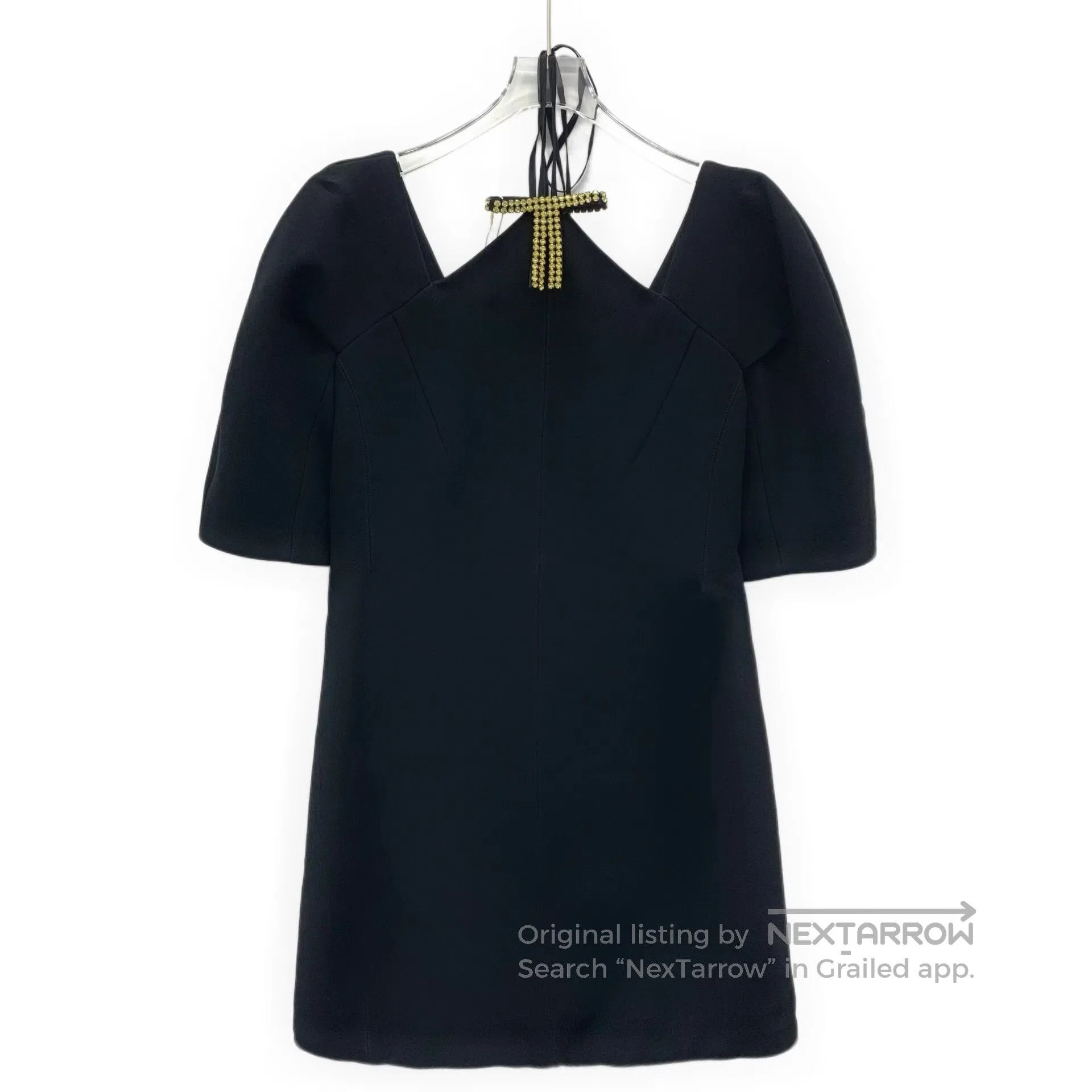 Marni MARNI Black back tie short sleeve dress with diamond decor Size XS / US 0-2 / IT 36-38 - 1 Thumbnail