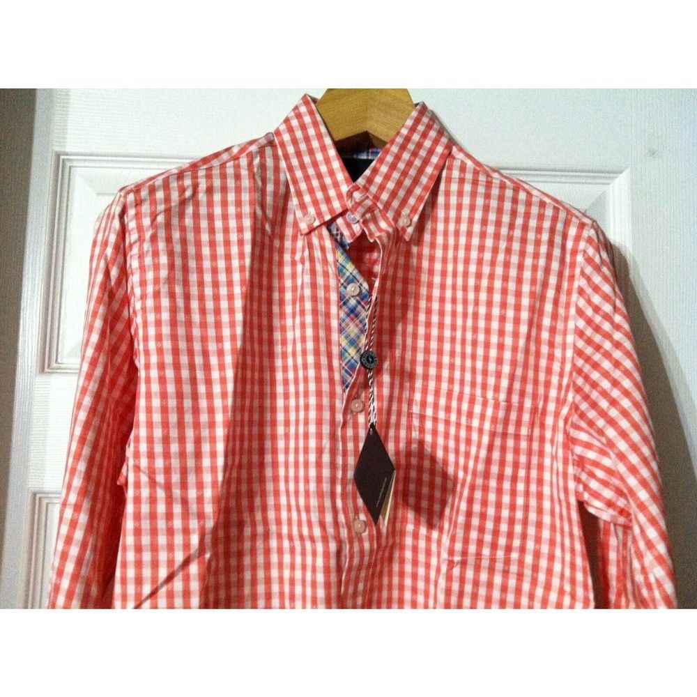 Tailorbyrd TAILORBYRD MENS NEW ORANGE 100%COTTON CASUAL SHIRT SIZE: S Size US S / EU 44-46 / 1 - 2 Thumbnail