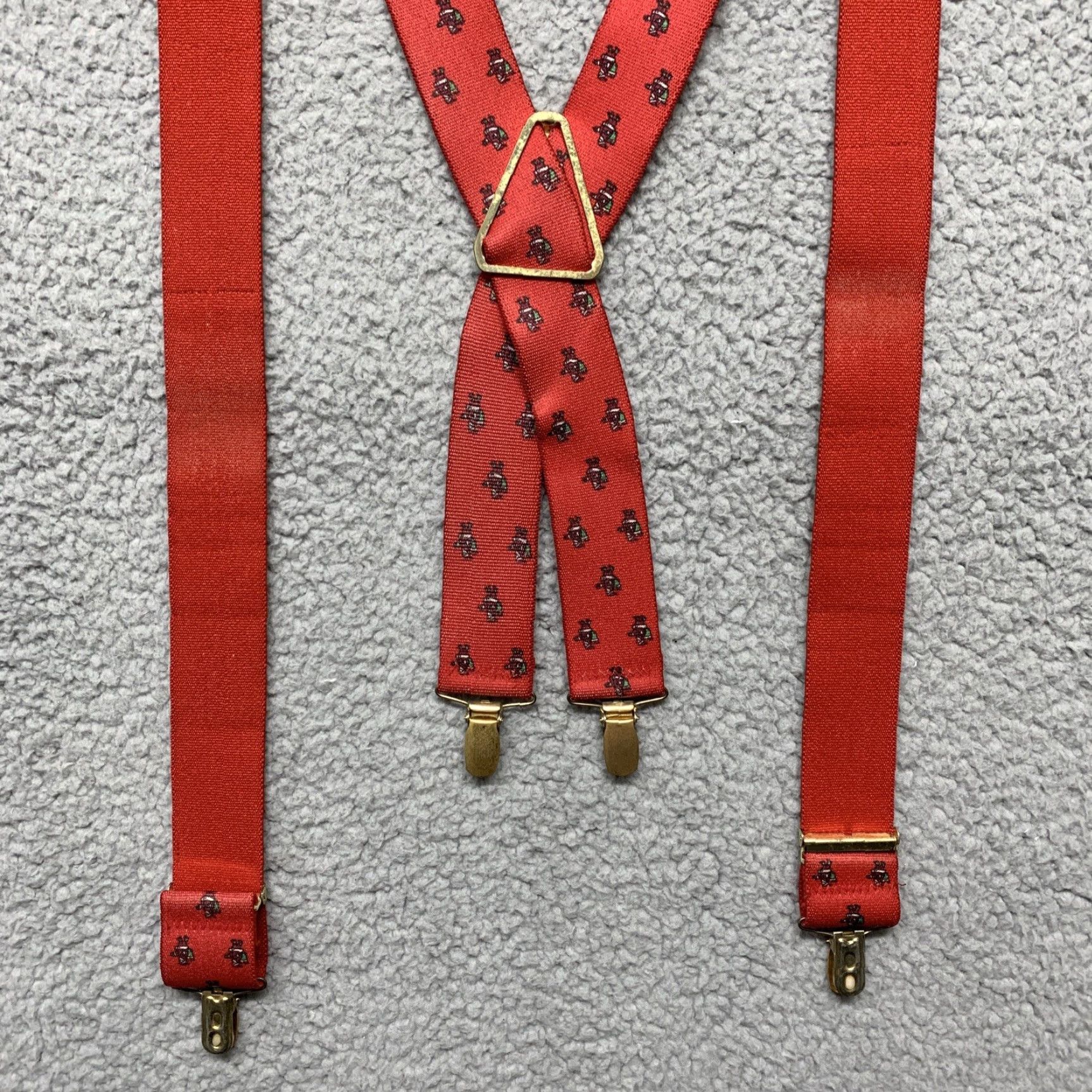 Vintage Christmas Suspenders Red Santa Claus Carrying His Bag Holiday Men Clip Holiday Christmas Suspenders Red Santa Claus Carrying His Bag Clip Men Size ONE SIZE - 6 Thumbnail