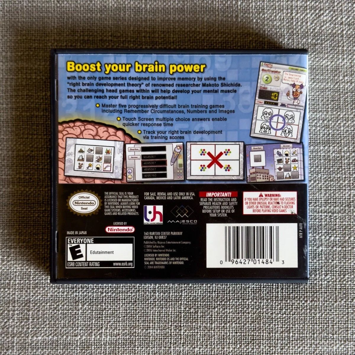 Nintendo Brain Boost Gamma Wave Nintendo DS Lite 3DS Game Case Manual Size ONE SIZE - 5 Thumbnail