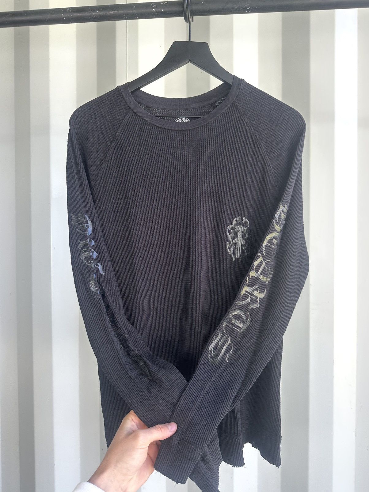 image of Chrome Hearts Thermal Long Sleeve in Black, Men's (Size Small)