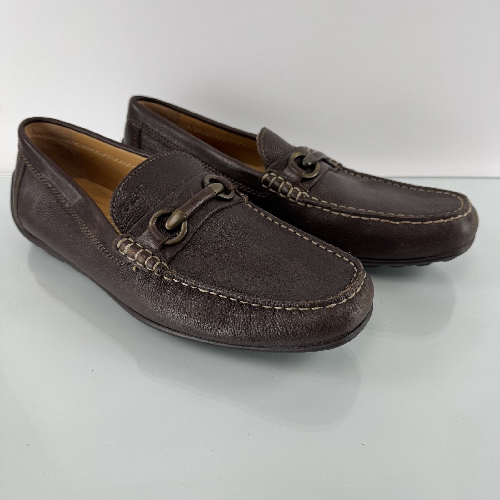Geox GEOX Respira Men's Horsebit Driving Brown Leather Loafer 12 Size US 12 / EU 45 - 1 Thumbnail