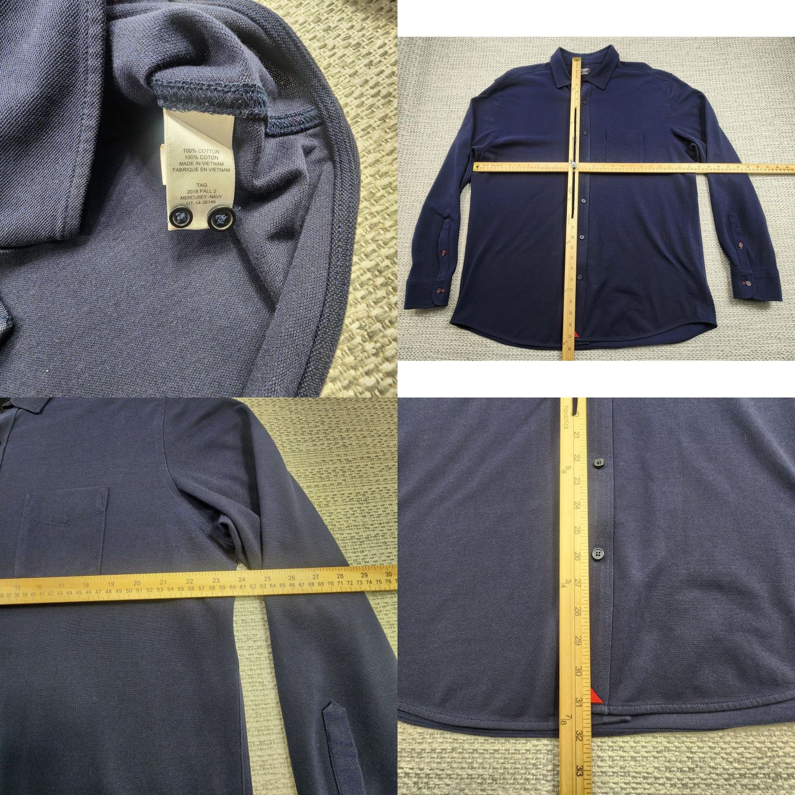 UNTUCKit UNTUCKit Mens Shirt Slim Fit 2XL Navy Blue Long Sleeve Button Up Mercury Classic Size US XXL / EU 58 / 5 - 8 Thumbnail