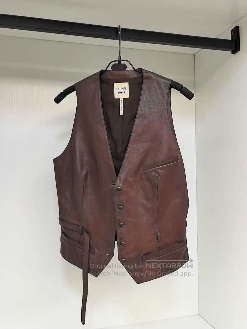 Hermes Hermes Real leather vest, dark brown, sheepskin material, Size XS / US 0-2 / IT 36-38 - 7 Thumbnail